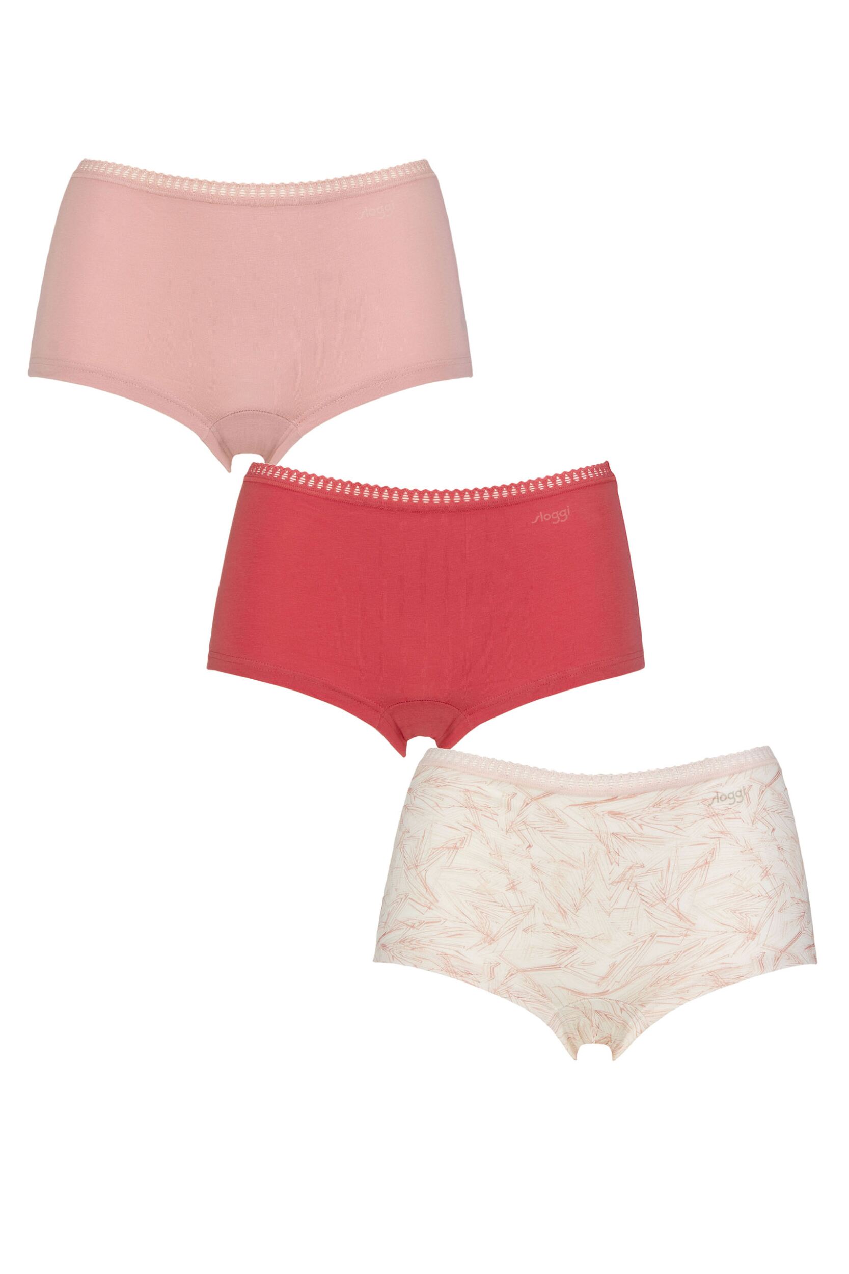 Women's 3 Pack Sloggi Go Crush Shorts Red Small