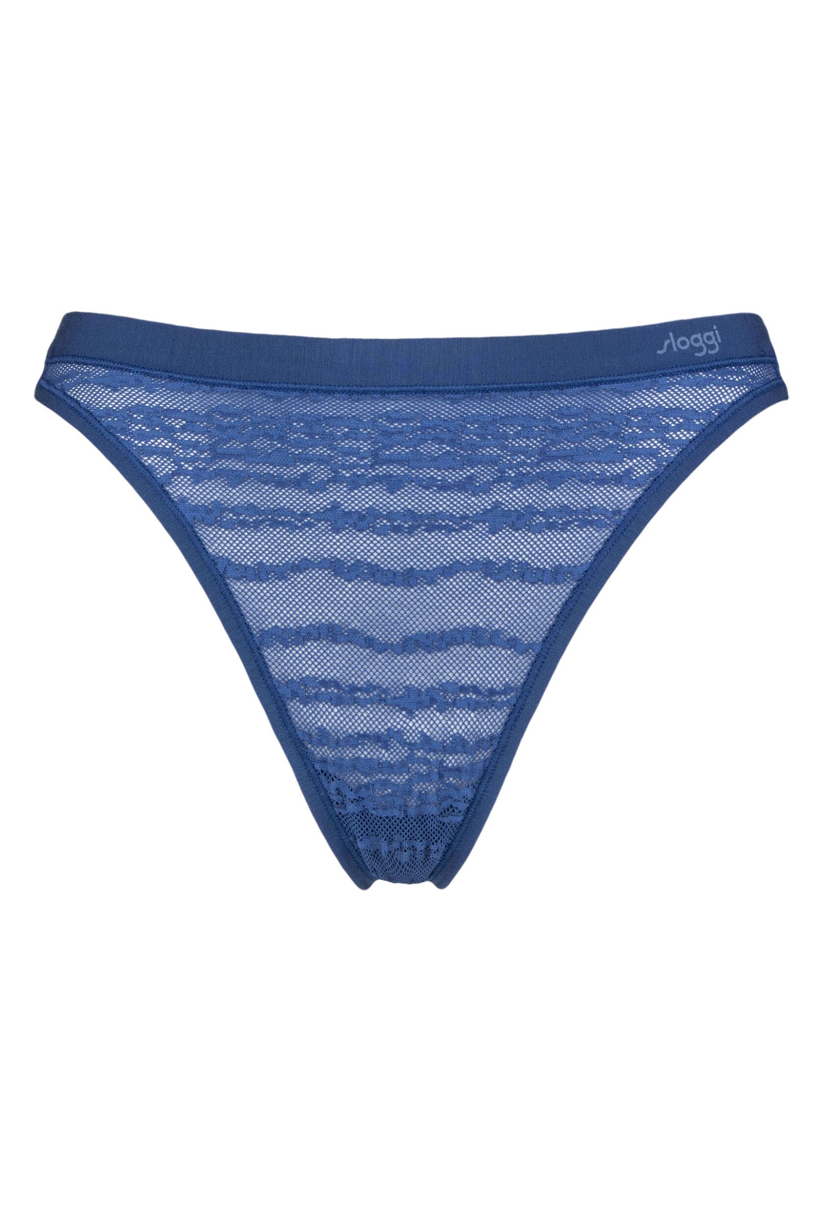 Womens 1 Pack Sloggi FREE evolve String Lace Thong Blue Sapphire S/M