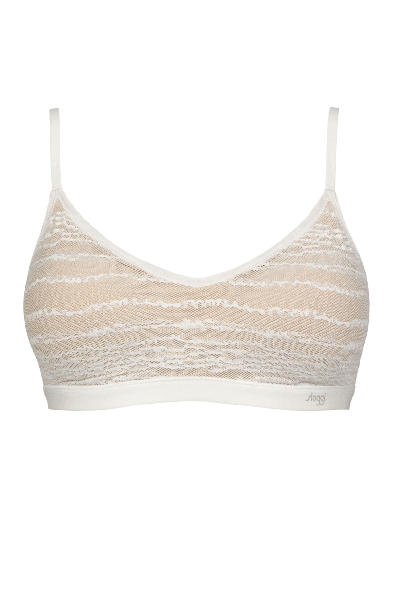 Womens 1 Pack Sloggi FREE Evolve Lace Push-Up Bra Silk White S/M