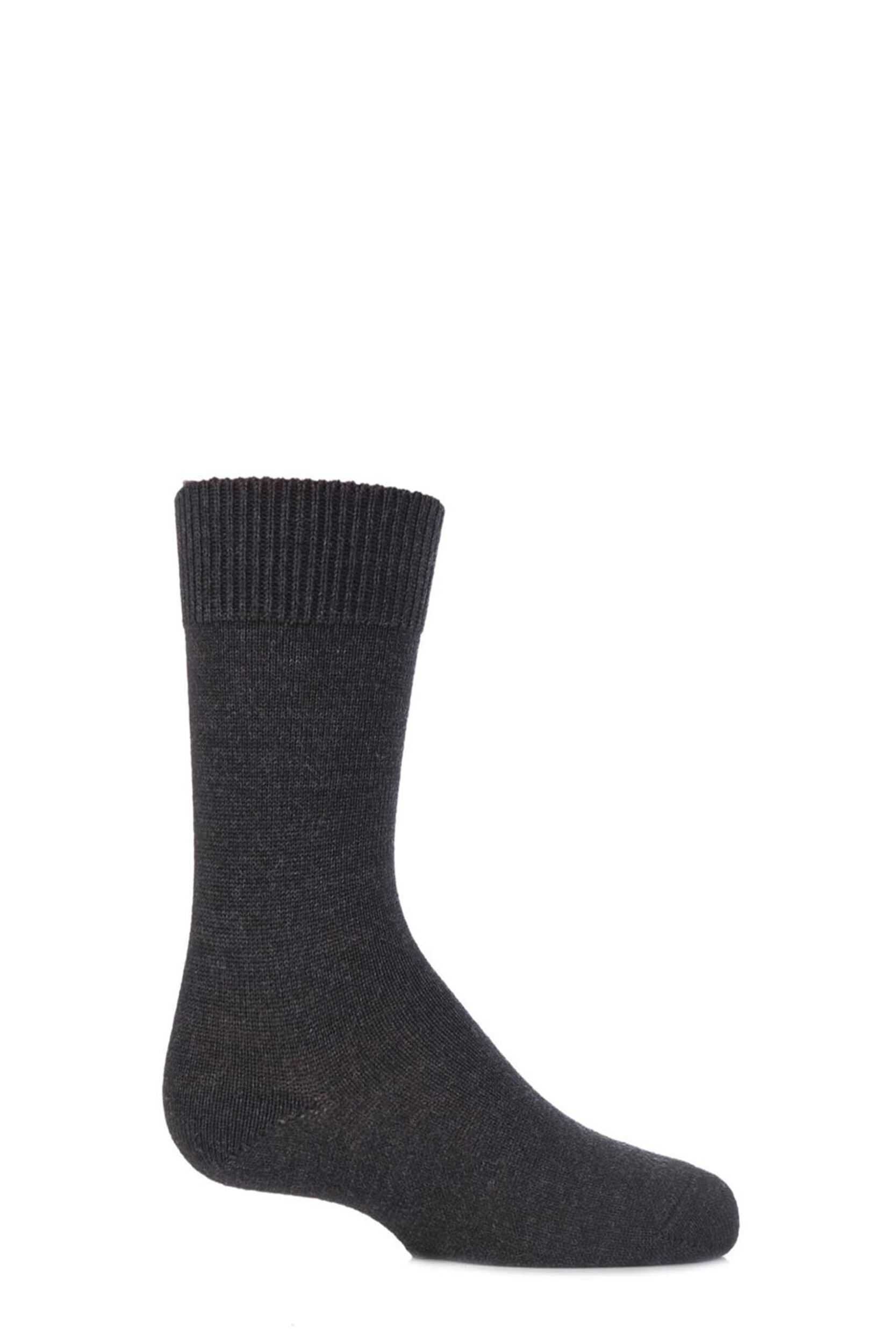 1 Pair Anthracite Melange Comfort Wool Plain Socks Kids Unisex 5.5-8 Teens (13-14 Years) - Falke