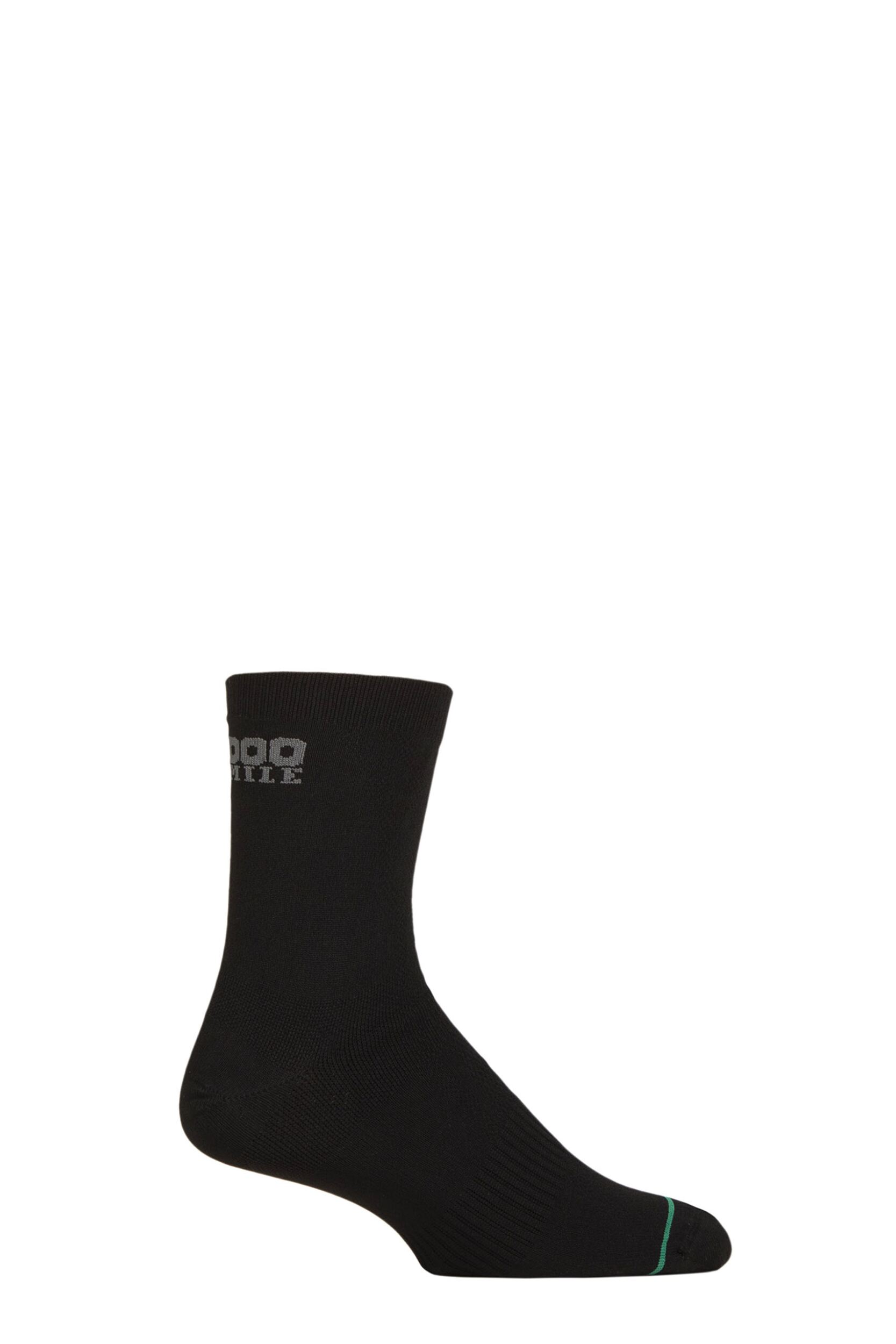 Mens 1 Pair 1000 Mile Blister-free Double Layer Liner Socks Black L