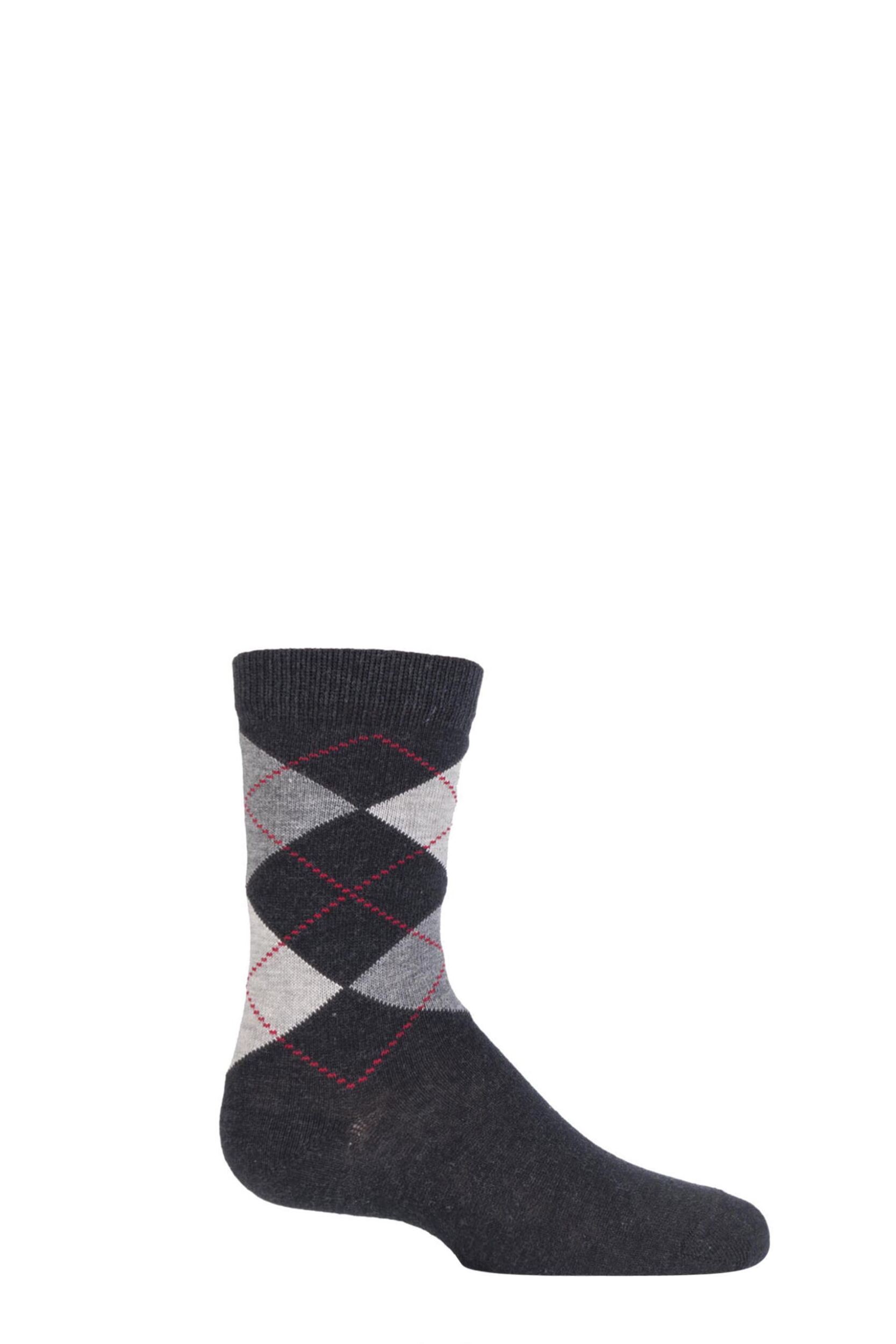 1 Pair Anthracite Melange Cotton Argyle Socks Kids Unisex 6-8.5 Kids (1-3 Years) - Falke