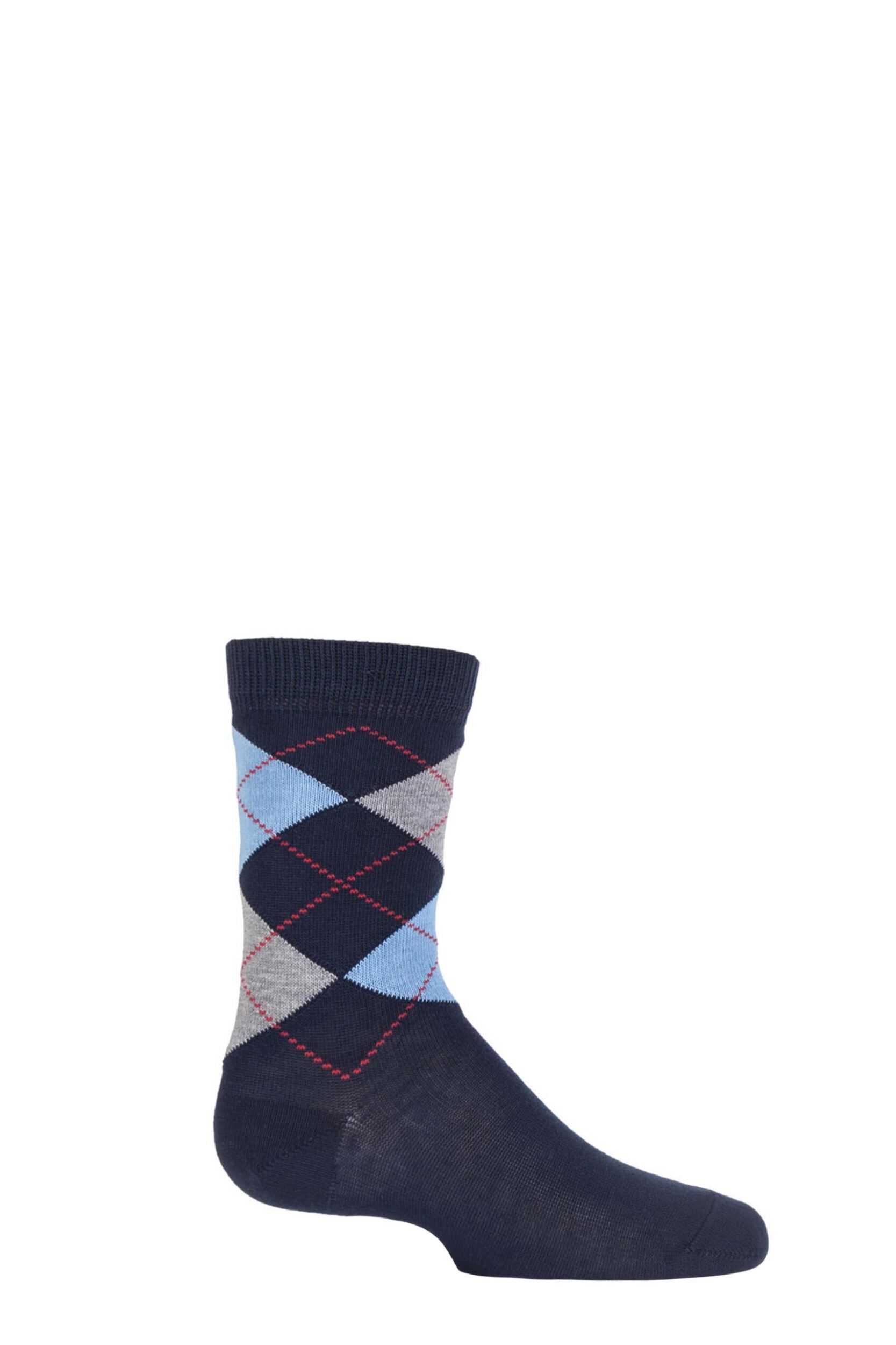 1 Pair Marine Cotton Argyle Socks Kids Unisex 6-8.5 Kids (1-3 Years) - Falke
