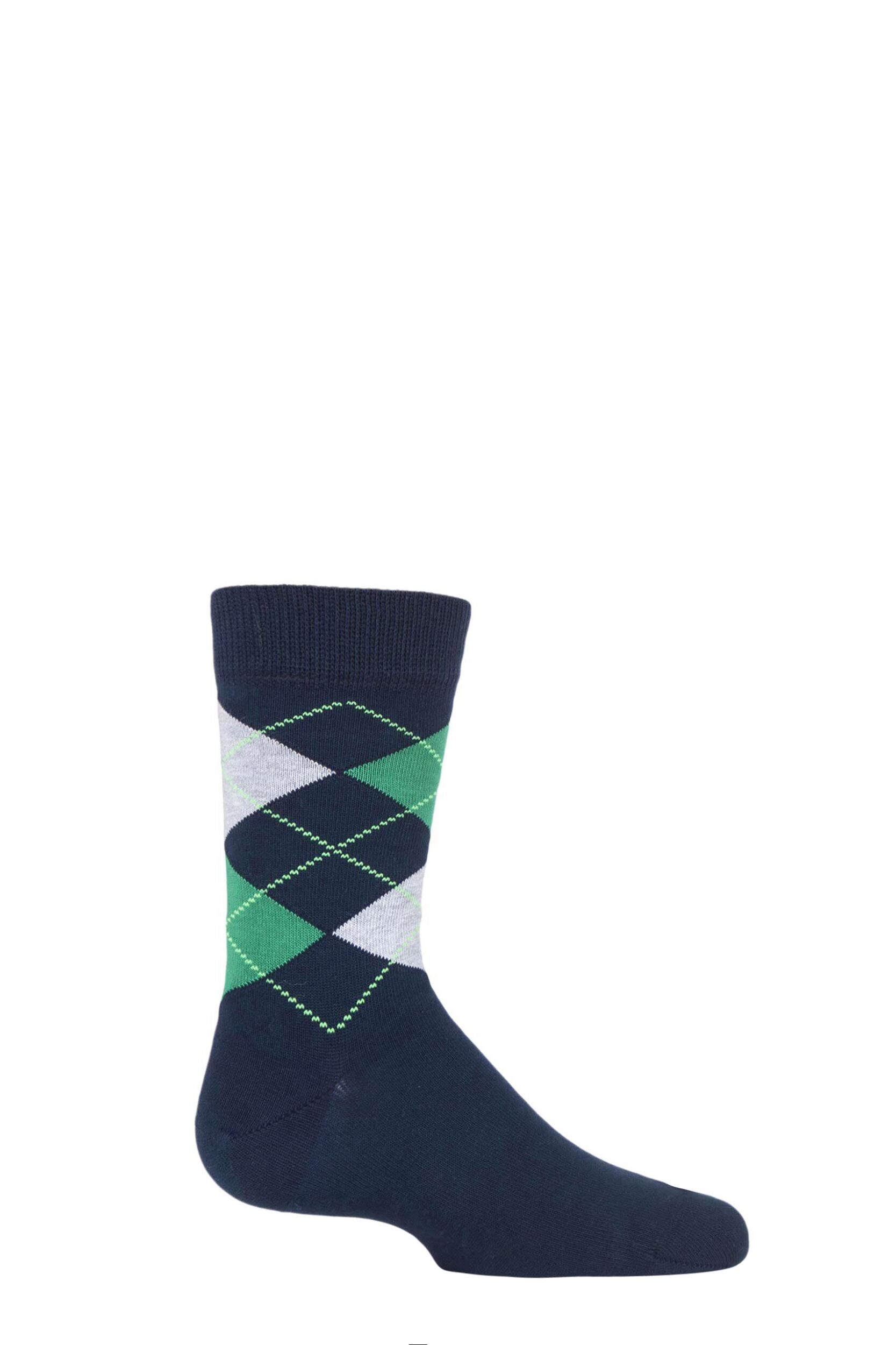 1 Pair Navy Cotton Argyle Socks Kids Unisex 12-2.5 Kids (7-11 Years) - Falke