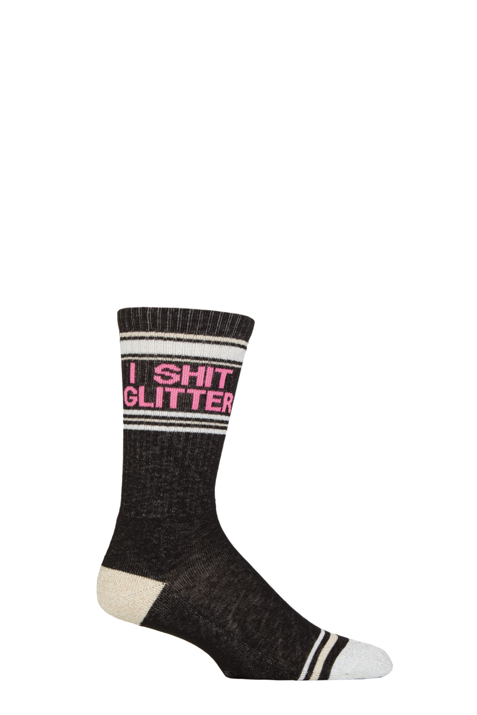 Gumball Poodle 1 Pair I Shit Glitter Cotton Socks Multi One Size