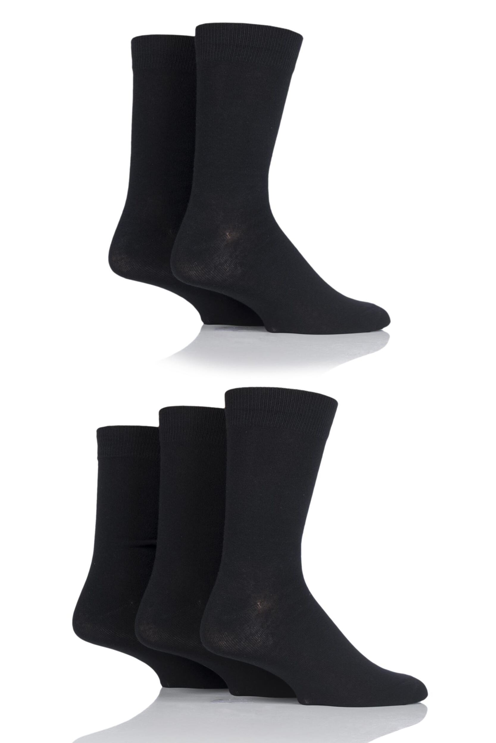 Mens 5 Pair Jack & Jones Jens Plain Cotton Socks Black One Size