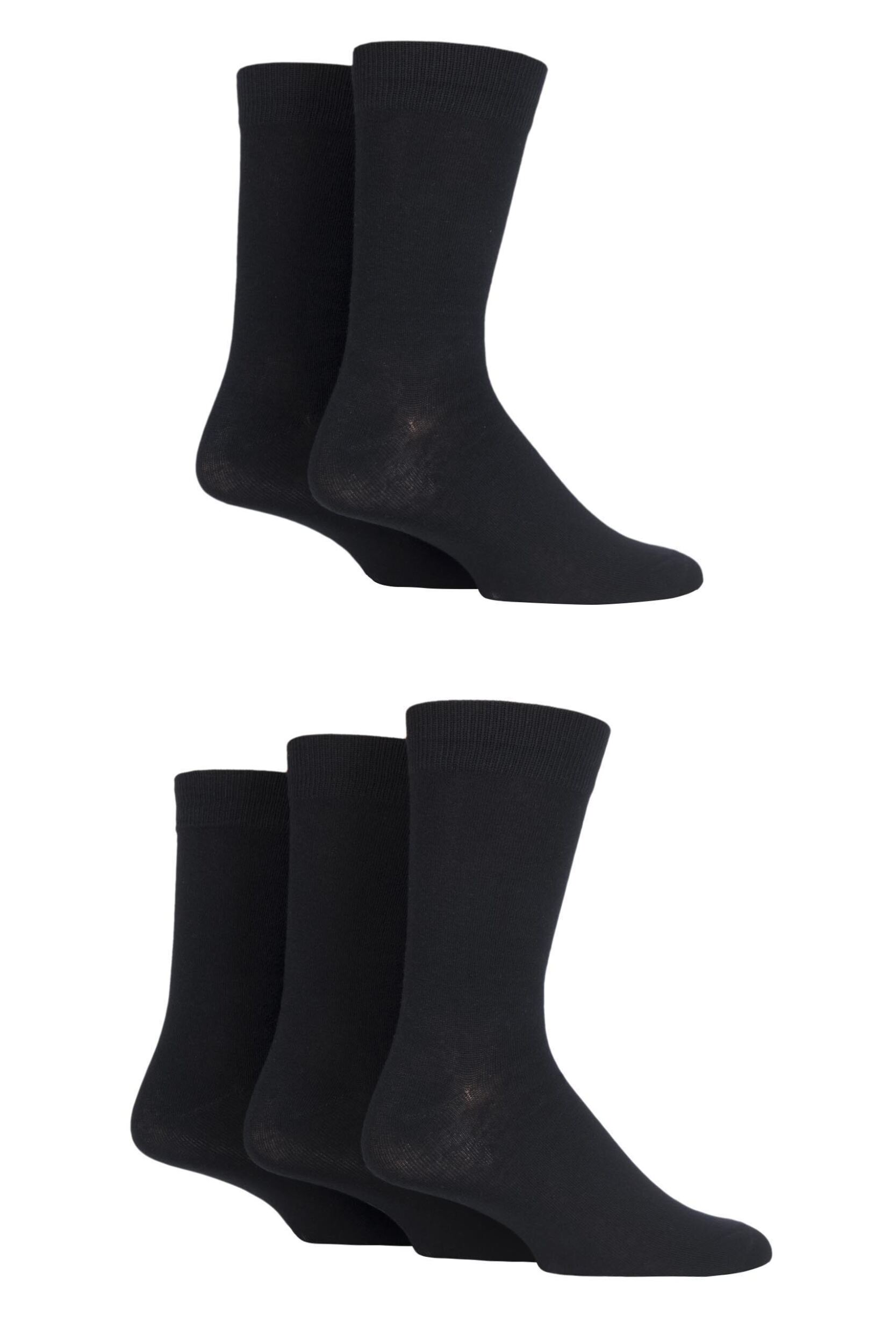 Mens 5 Pair Jack & Jones Jens Plain Cotton Socks Black One Size