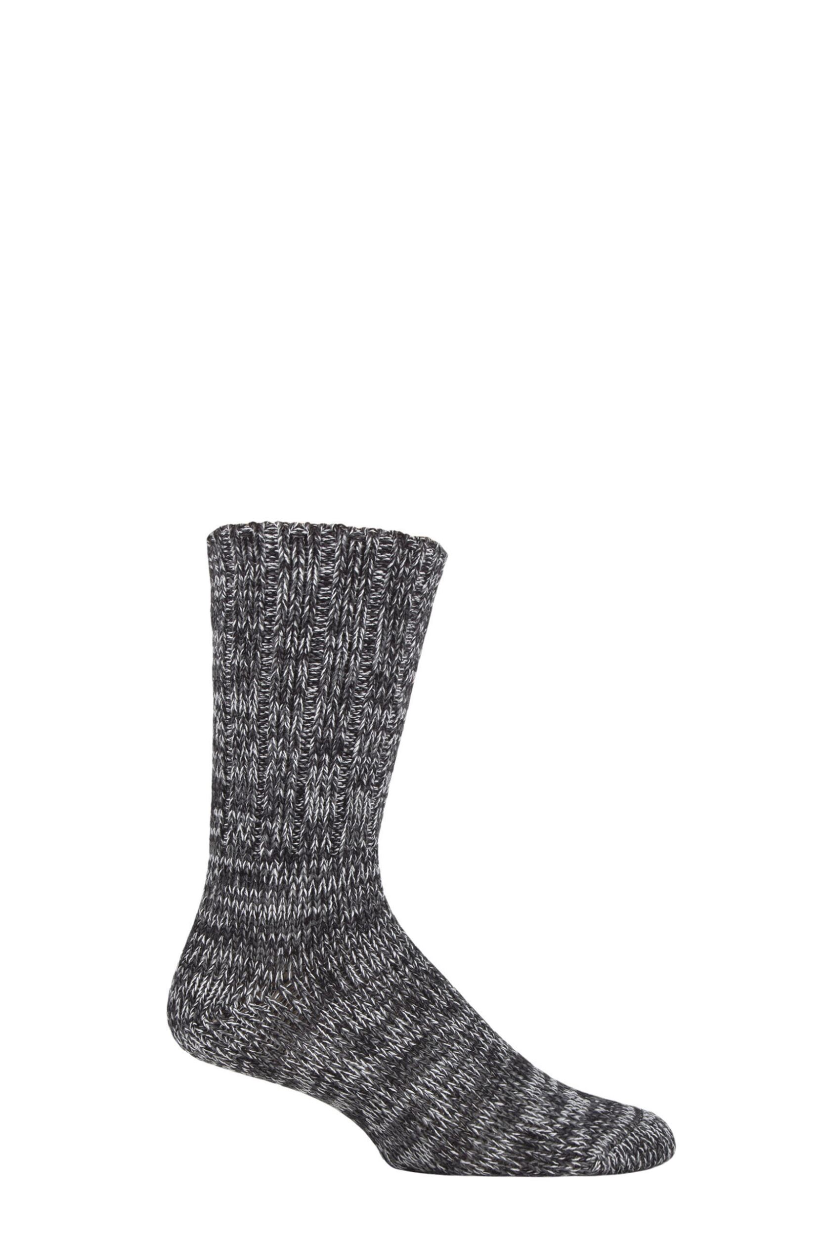 Mens 1 Pair Falke Brooklyn Organic Cotton Heavy Weight Socks Black 8.5-11 Mens