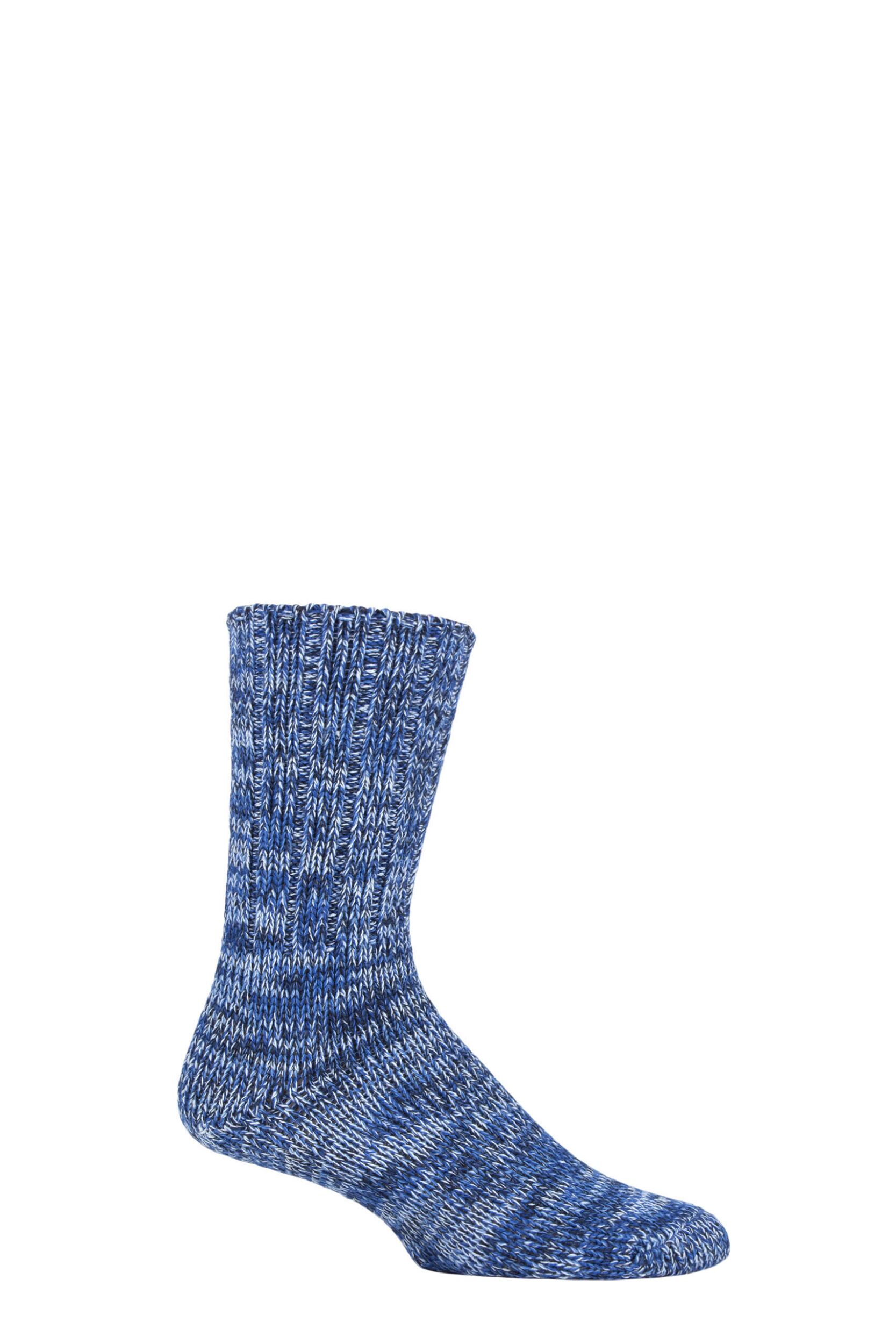 Mens 1 Pair Falke Brooklyn Organic Cotton Heavy Weight Socks Marine 11.5-14 Mens