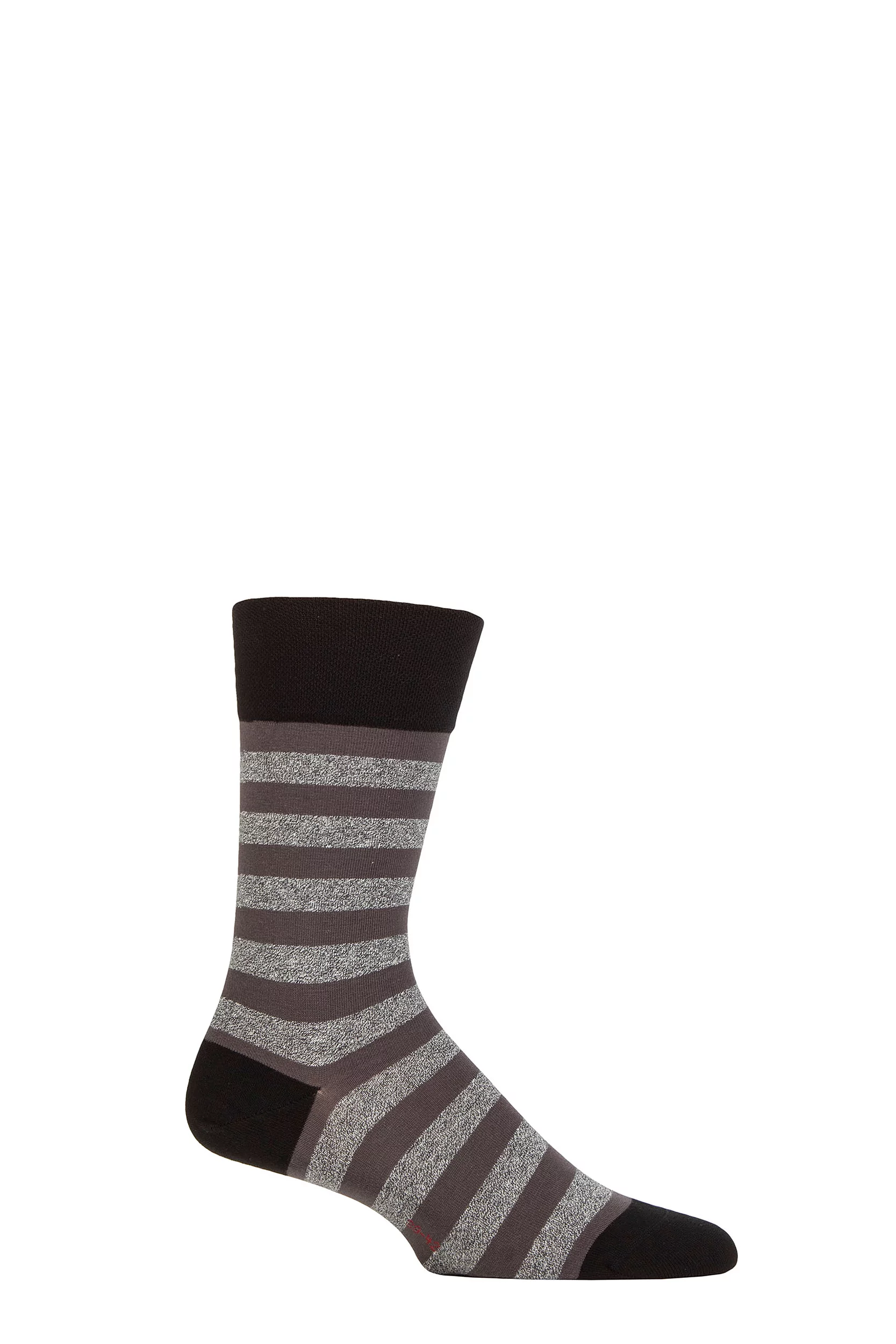 Mens 1 Pair Falke Sensitive London Striped Cotton Socks Black / Grey 5.5-8 Mens