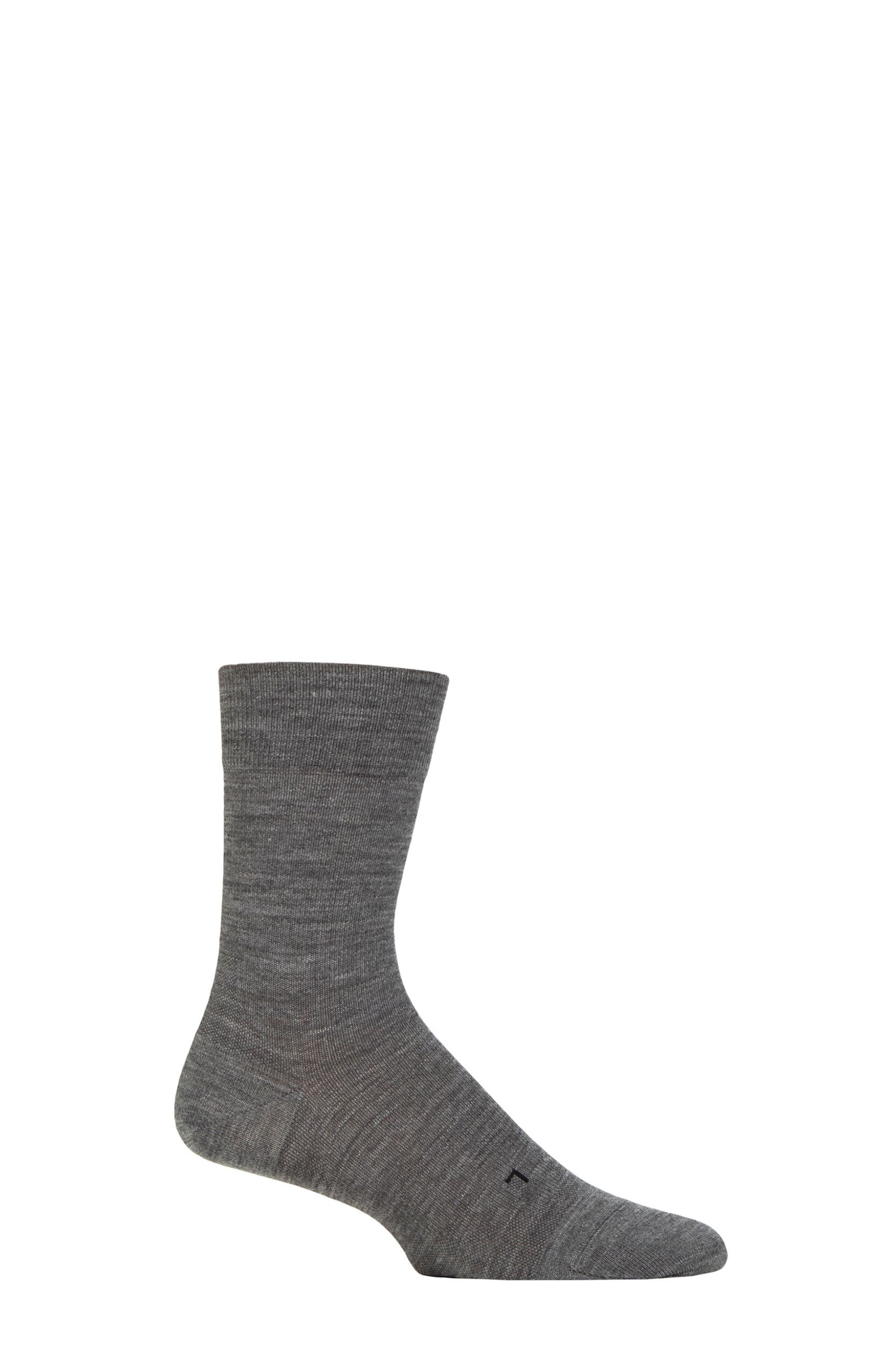 Mens 1 Pair Falke Stabilizing Wool Everyday Socks Dark Grey 5.5-6.5 Mens