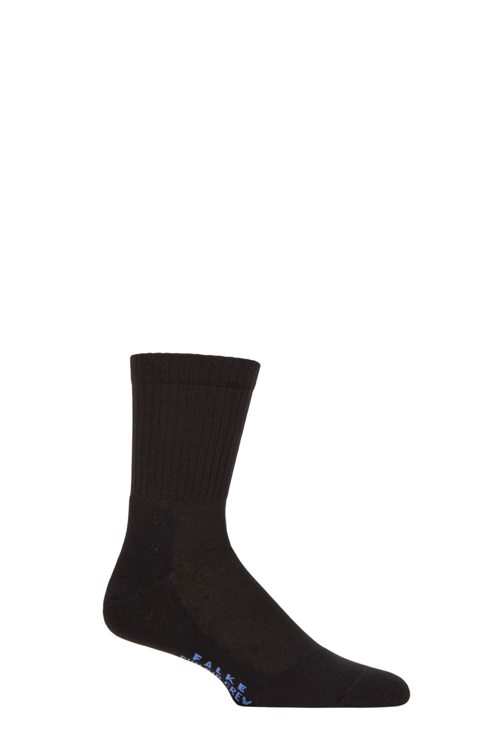 Image of Mens and Women's 1 Pair Falke Run Rib Crew Sports Socks Black 9.5-10.5 Unisex