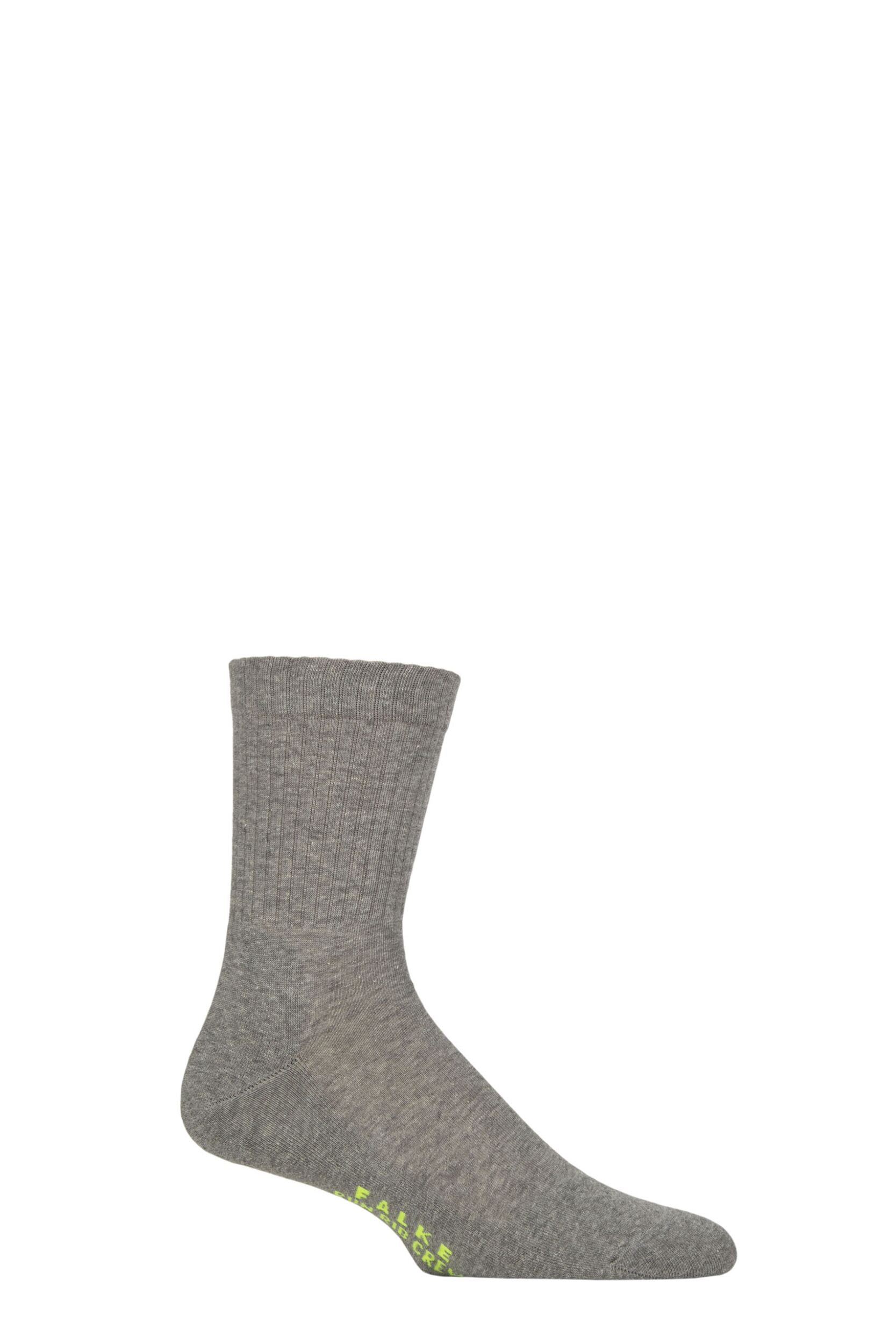Image of Mens and Women's 1 Pair Falke Run Rib Crew Sports Socks Light Grey 5.5-7.5 Unisex
