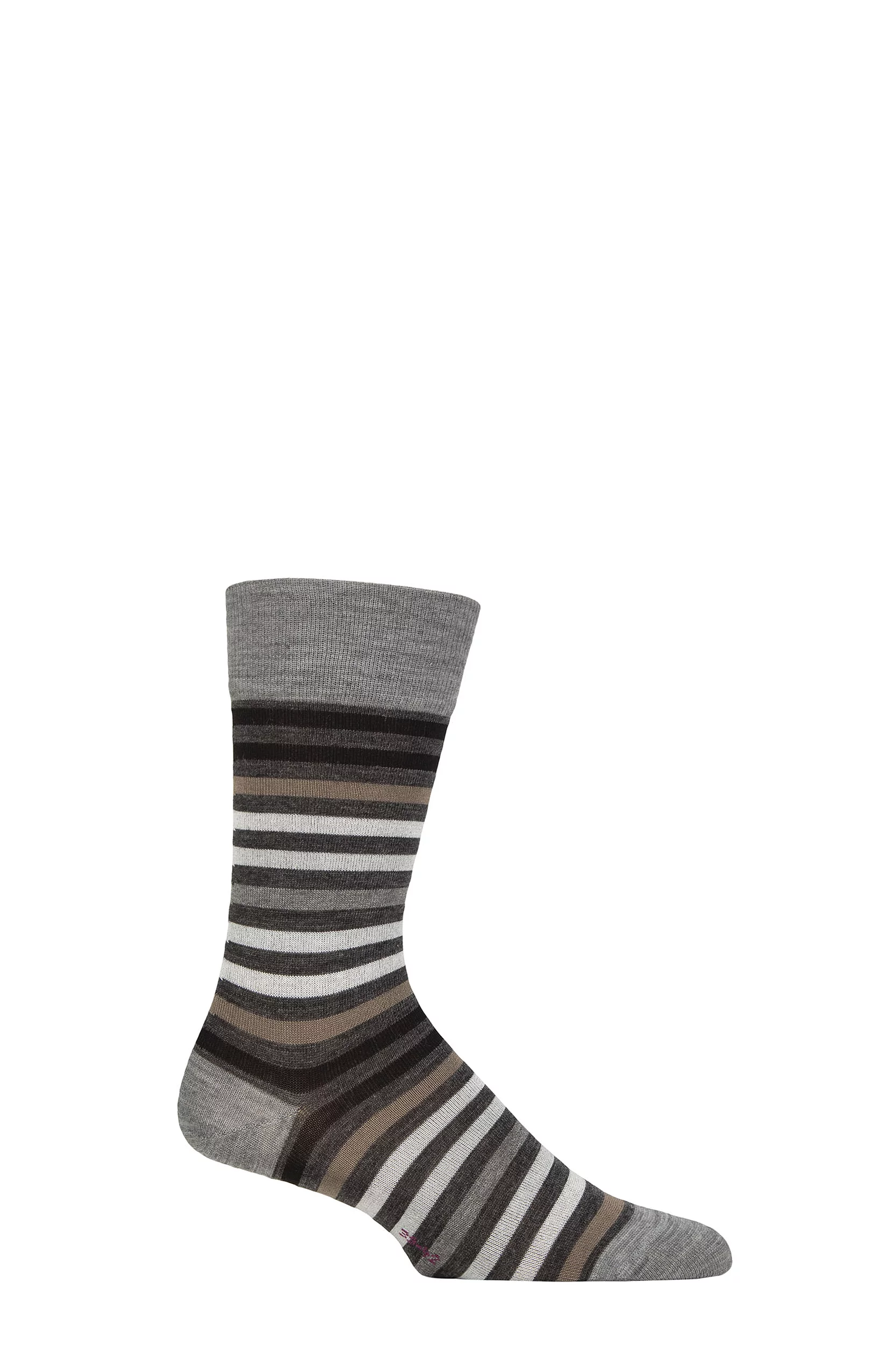 Mens 1 Pair Falke Tinted Stripe Wool Socks Asphalt Melange 11.5-14.5 Mens