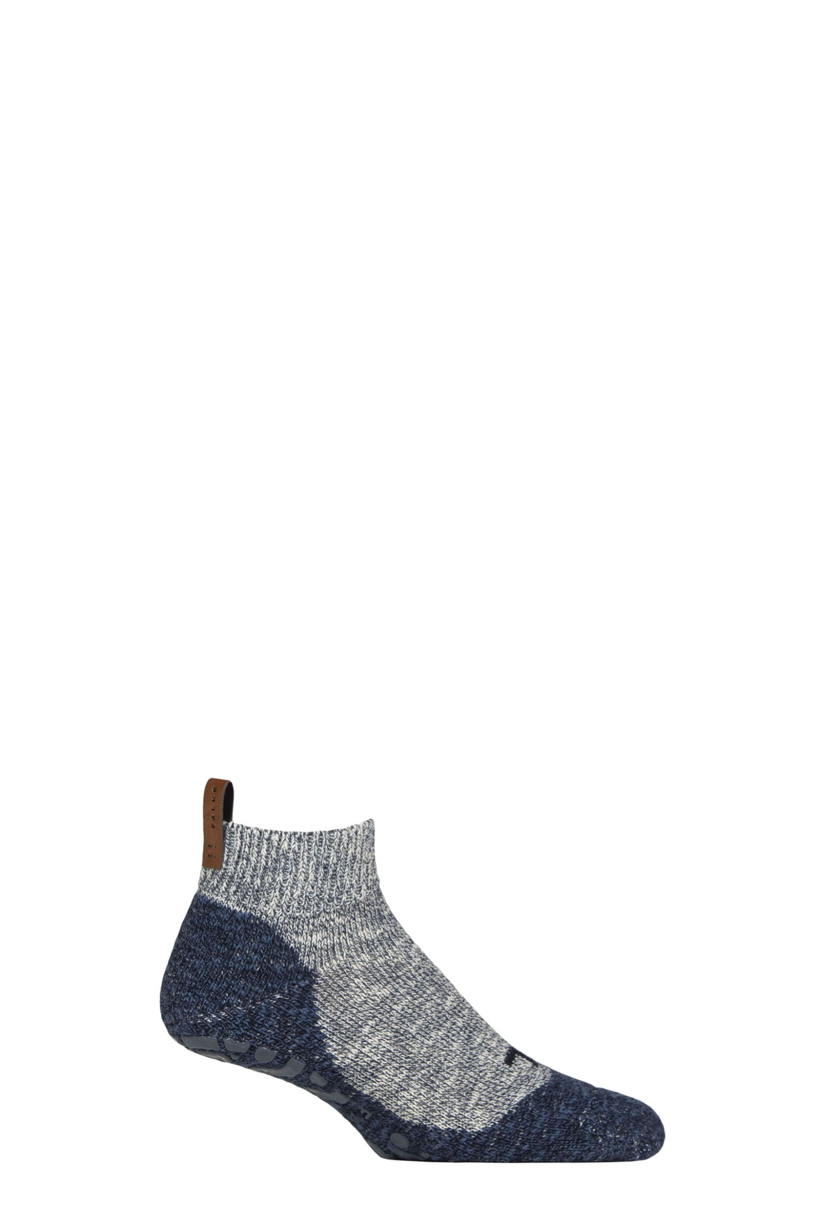 Image of Mens 1 Pair Falke Lodge Homepad Cotton Socks with Grips Storm Mens