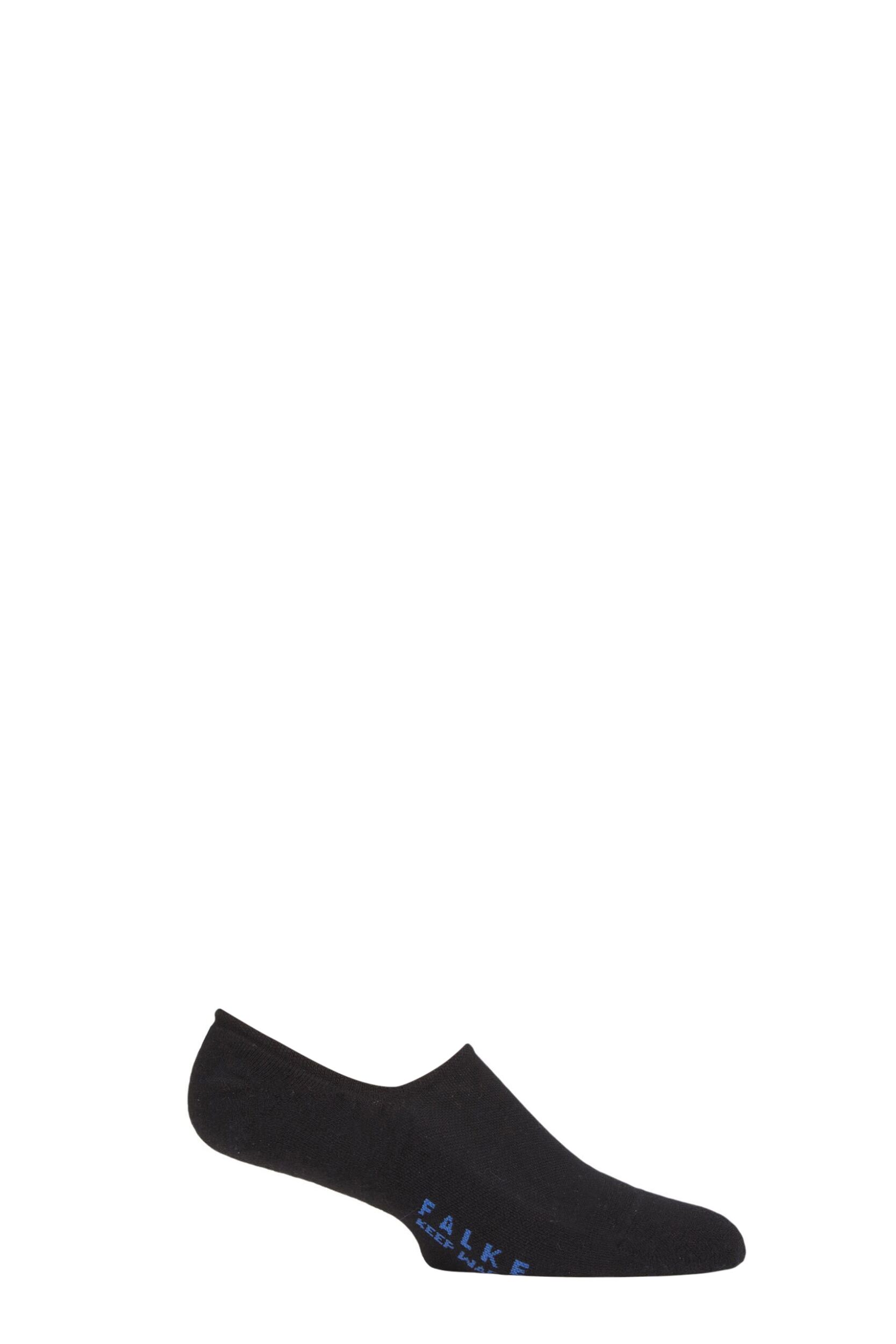 Mens 1 Pair Falke Keep Warm Virgin Wool Trainer Socks Black 4-5 Mens