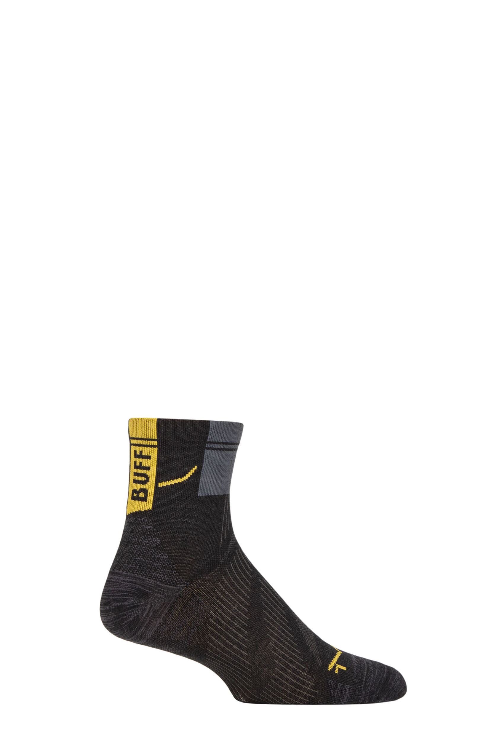 Mens and Women's 1 Pair BUFF Run COOLNET® Quarter Length Socks Graphite M