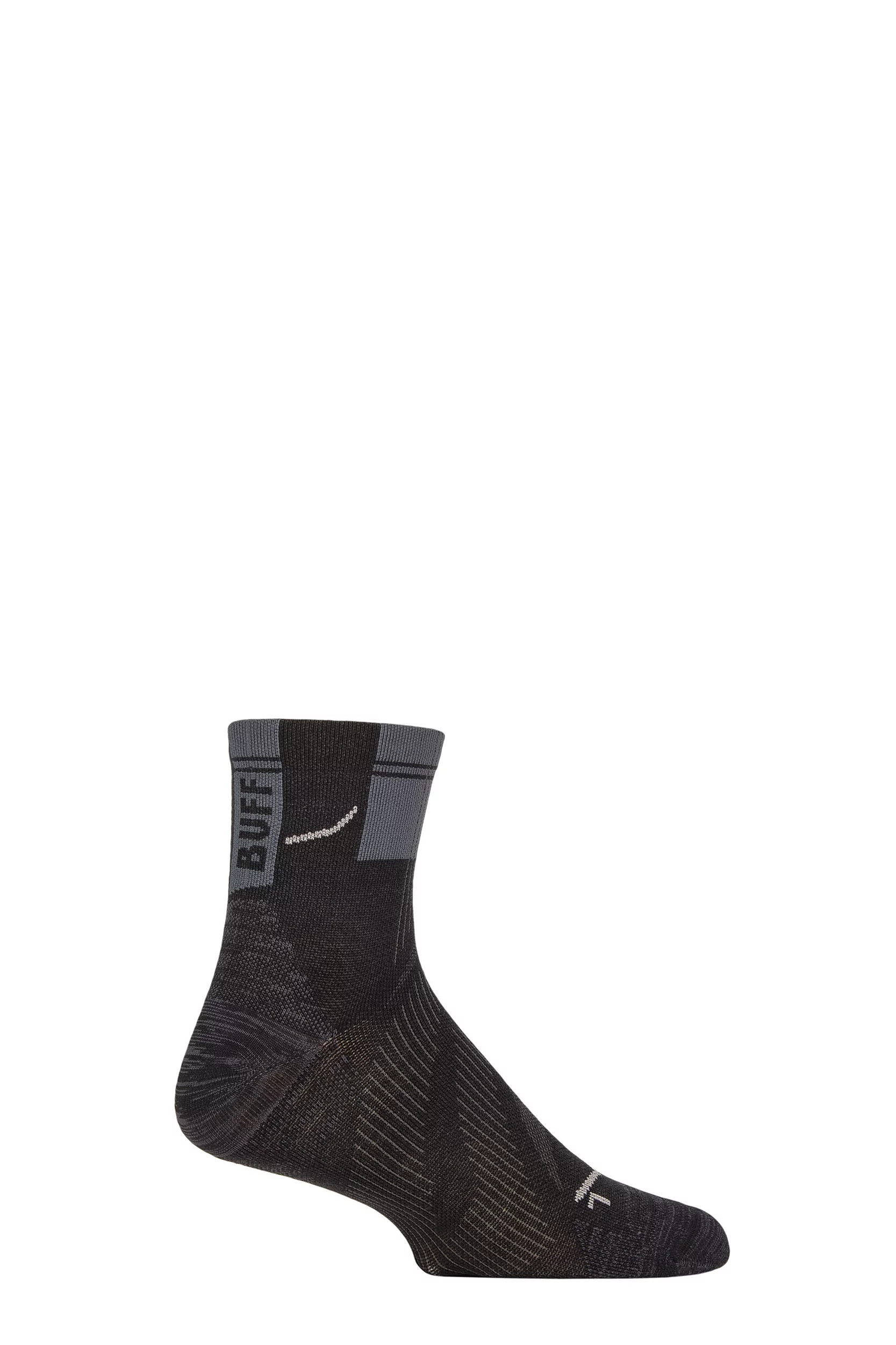 Mens and Women's 1 Pair BUFF Run COOLNET® Quarter Length Socks Black