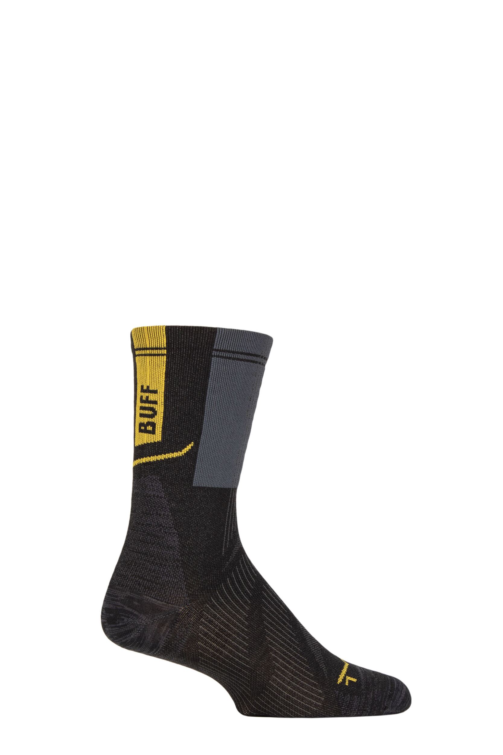 Mens and Women's 1 Pair BUFF Run COOLNET® Crew Length Socks Graphite M