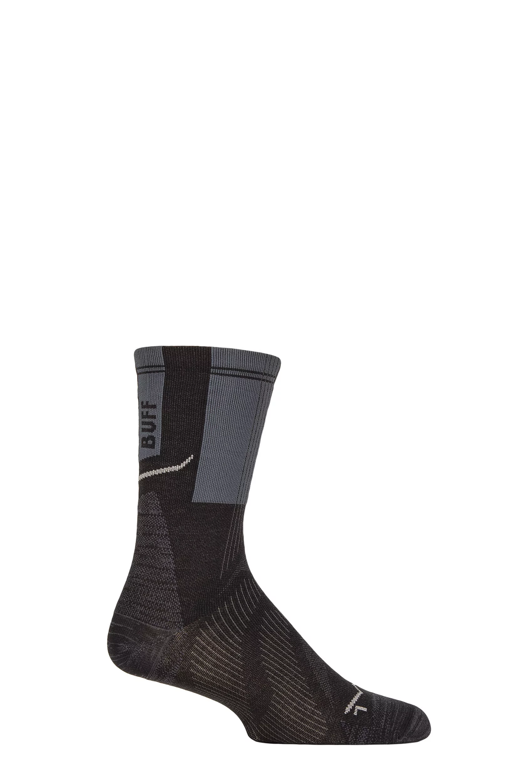 Mens and Women's 1 Pair BUFF Run COOLNET® Crew Length Socks Black