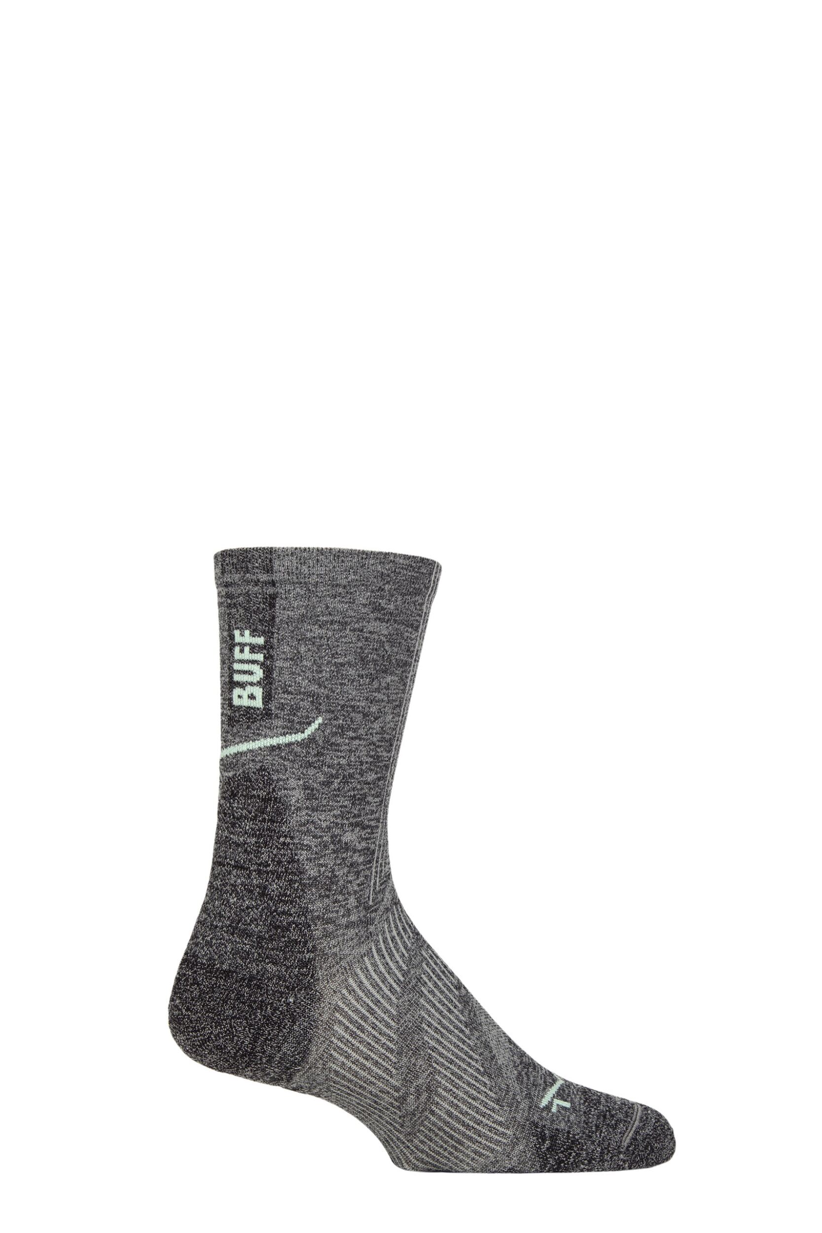 Image of Mens and Women's 1 Pair BUFF Run Hike DRYFLX® Crew Length Socks Grey S