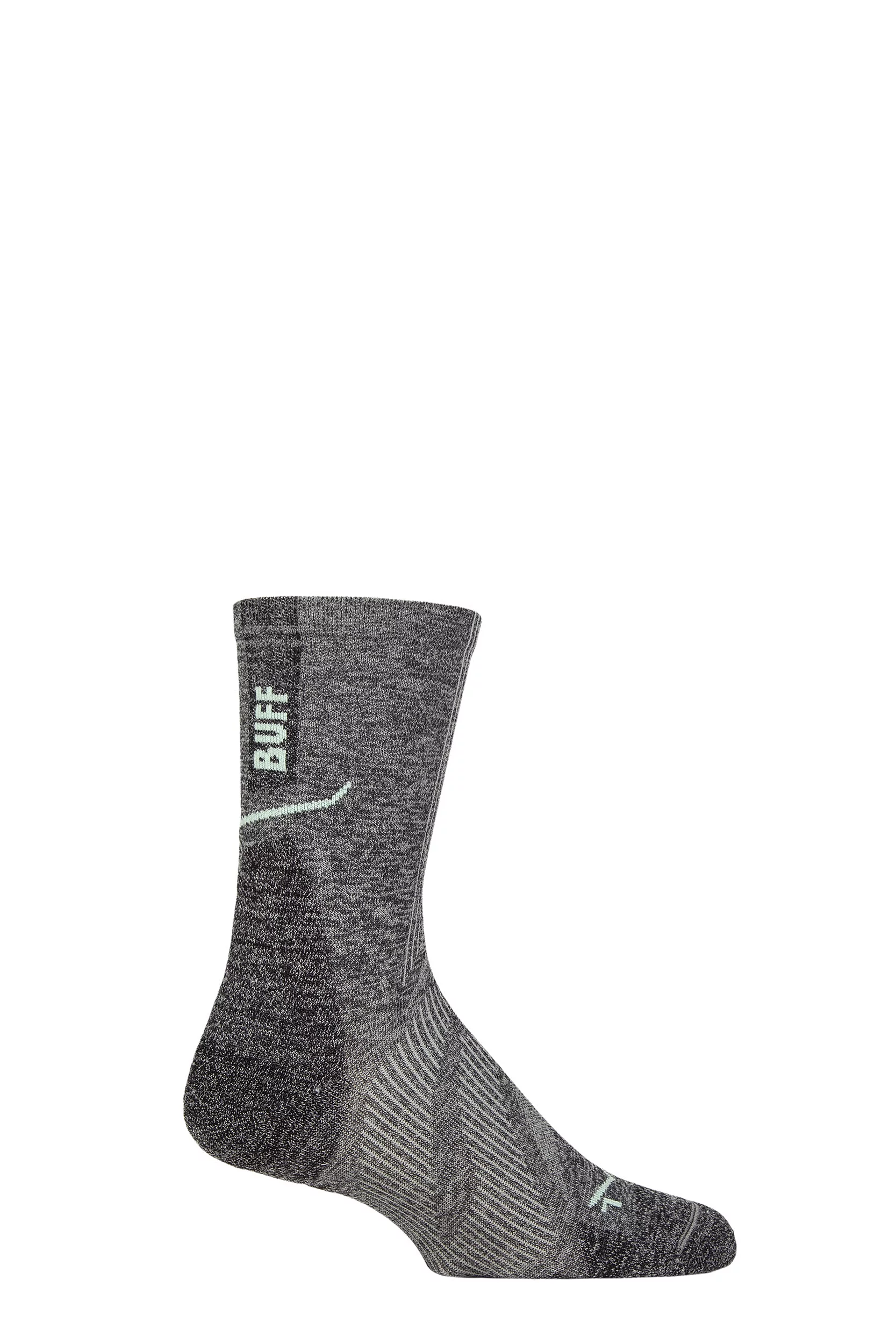 Mens and Women's 1 Pair BUFF Run Hike DRYFLX® Crew Length Socks Grey