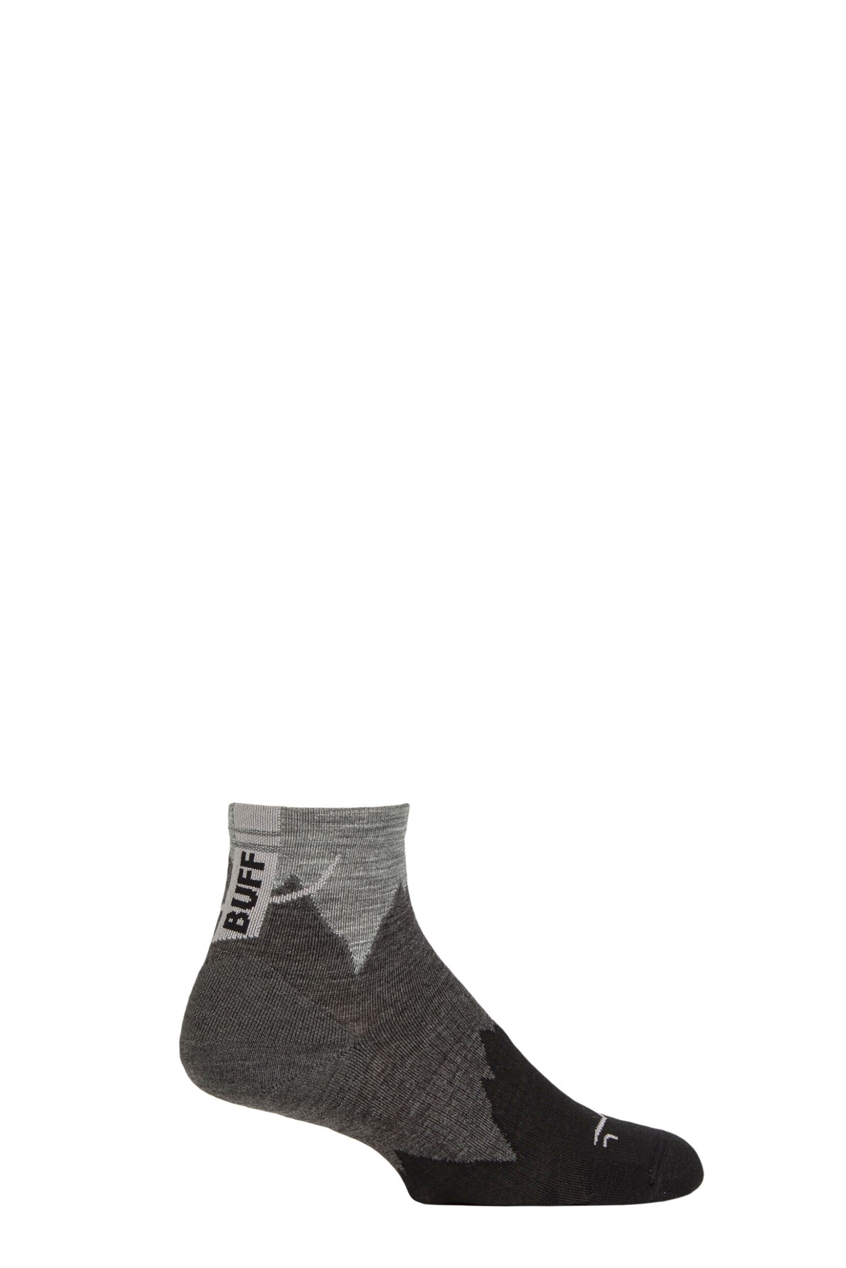 Image of Mens and Women's 1 Pair BUFF Hike Merino Lightweight Quarter Length Socks Black M