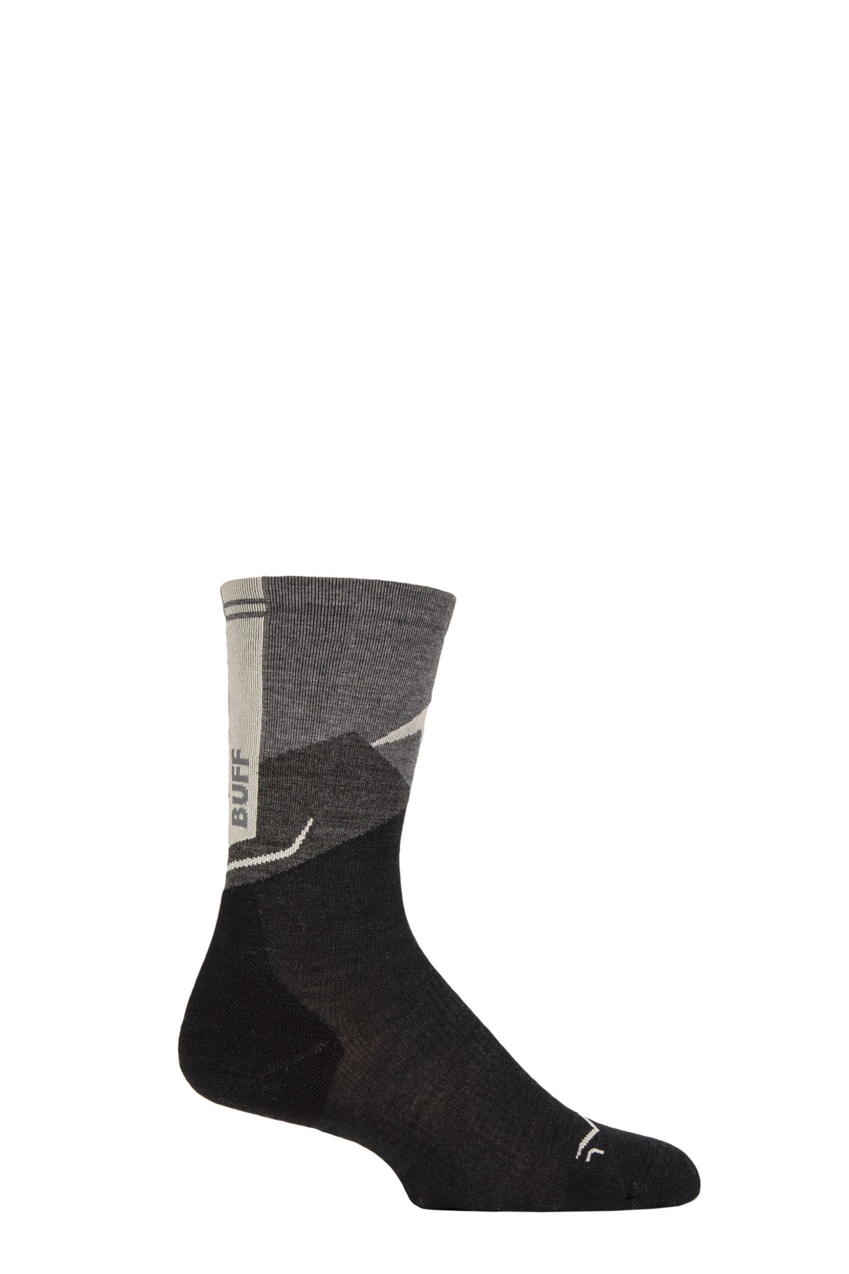 Image of Mens and Women's 1 Pair BUFF Hike Merino Lightweight Crew Length Socks Graphite S