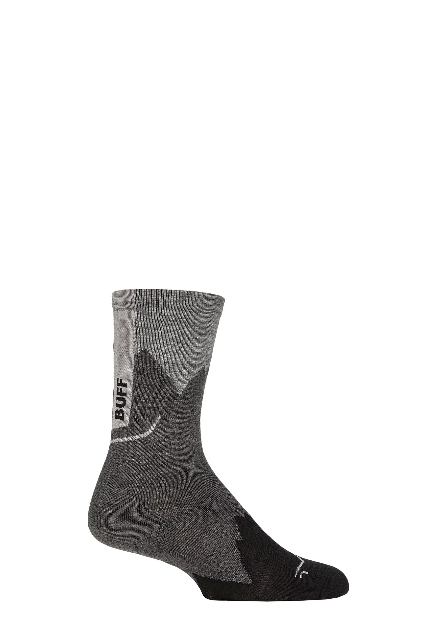 Mens and Women's 1 Pair BUFF Hike Merino Lightweight Crew Length Socks Grey