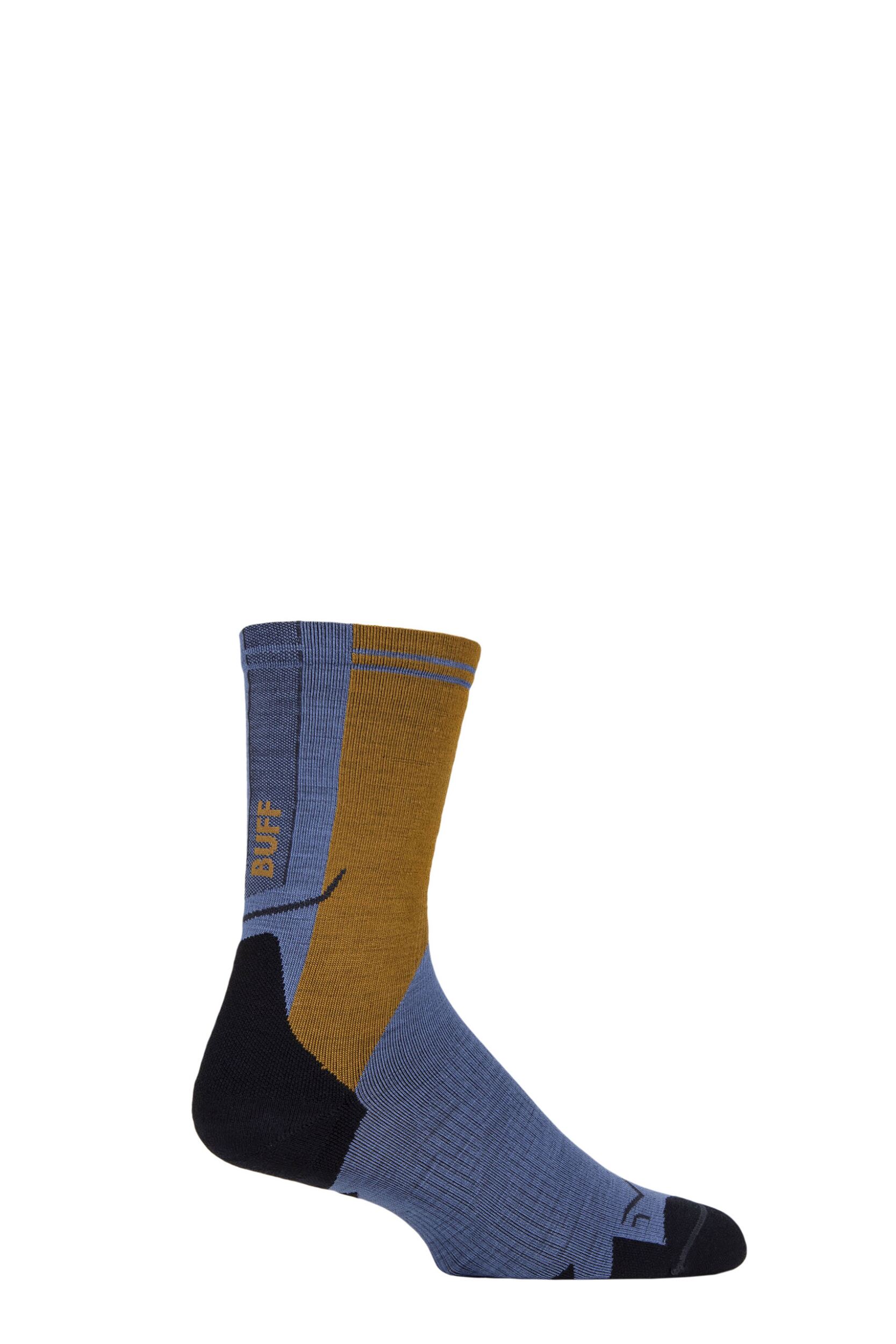 Image of Mens and Women's 1 Pair BUFF Hike Merino Lightweight Crew Length Socks Blue XL