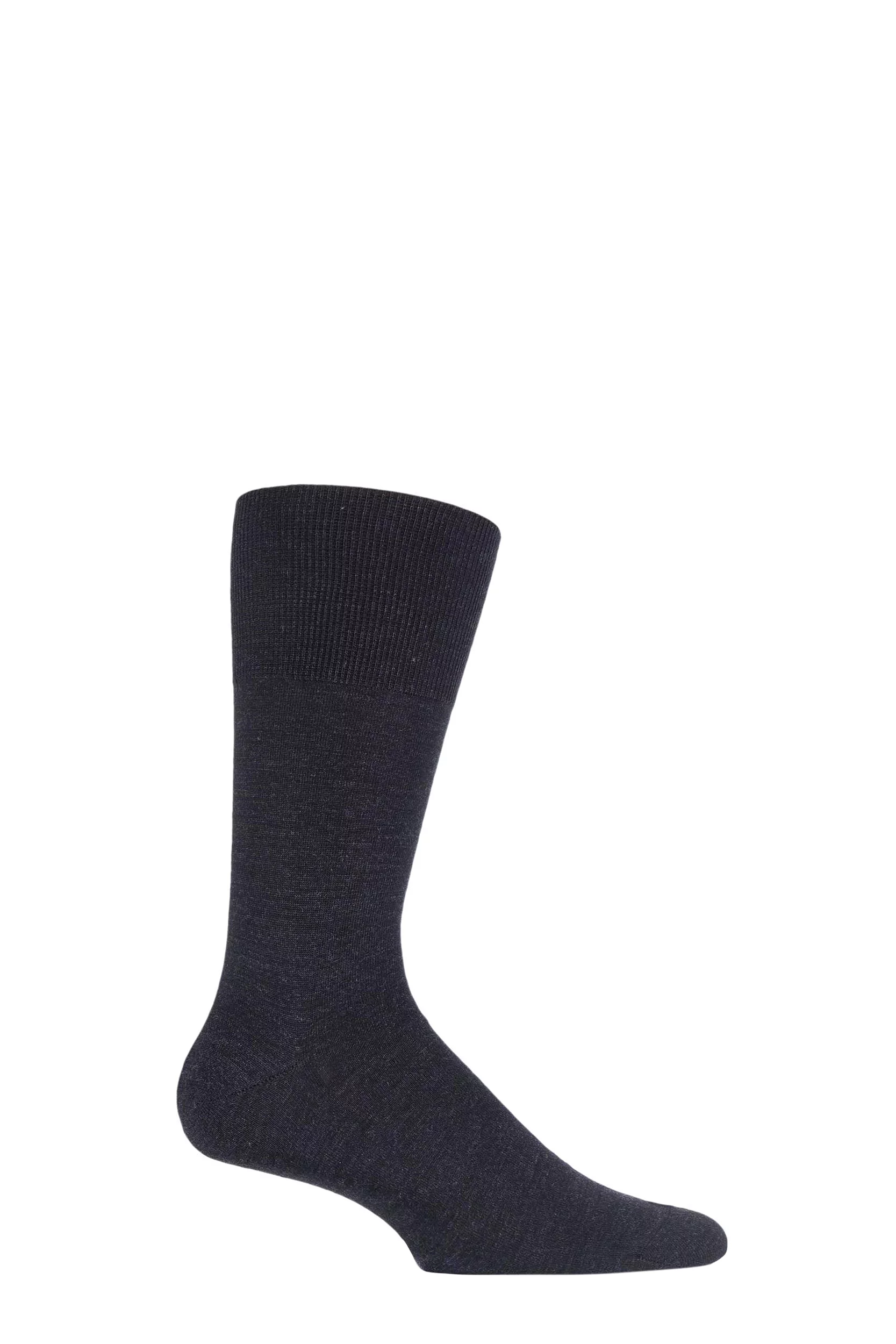 1 Pair Anthracite Melange Airport Plain Virgin Wool and Cotton Business Socks Men's 8.5-9.5 Mens - Falke