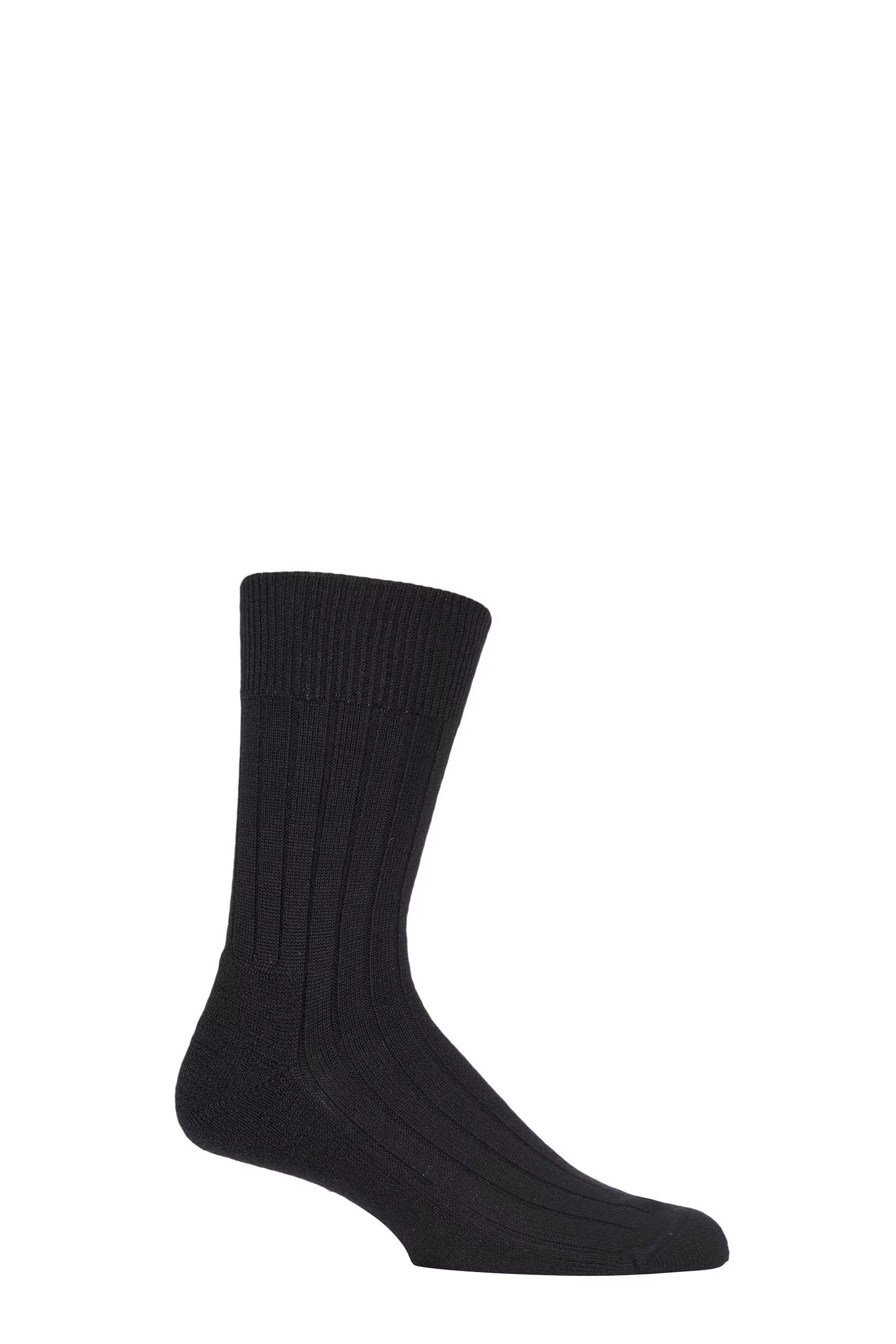 1 Pair Black Teppich Im Schuh 'Carpet In Shoe' Virgin Wool Ribbed Socks Men's 7-8 Mens - Falke