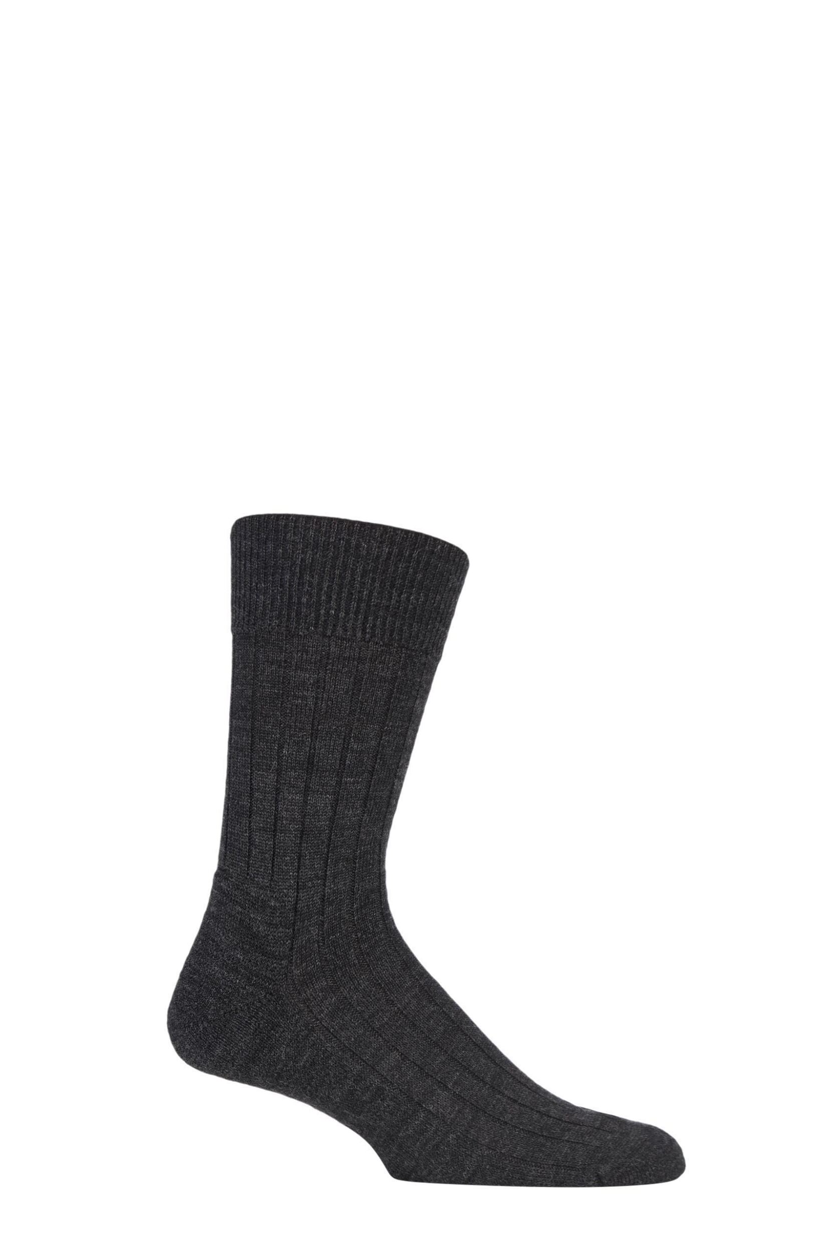 1 Pair Anthracite Teppich Im Schuh 'Carpet In Shoe' Virgin Wool Ribbed Socks Men's 7-8 Mens - Falke
