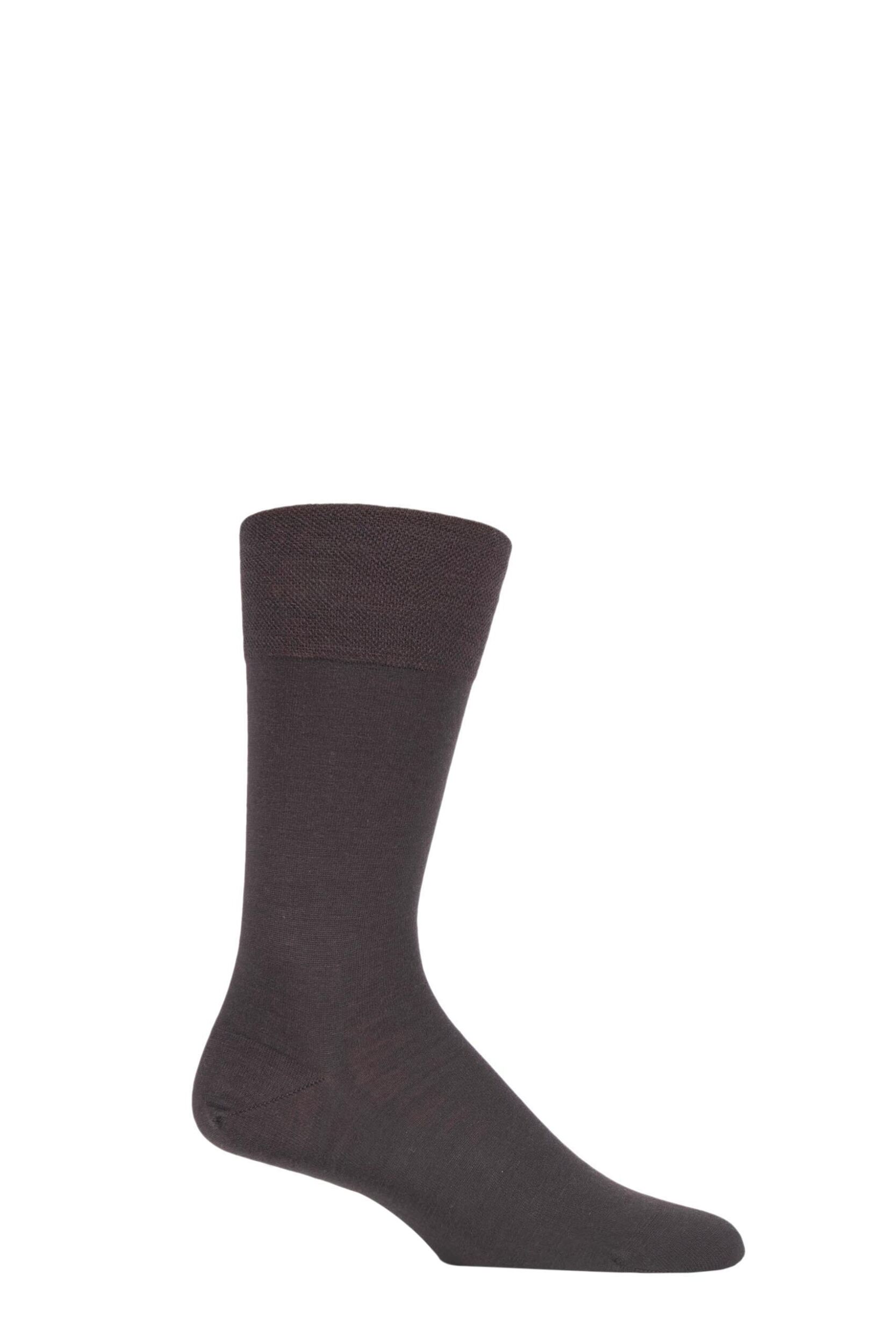 Image of 1 Pair Brown Sensitive Berlin Virgin Wool Left and Right Socks With Comfort Mens - Falke