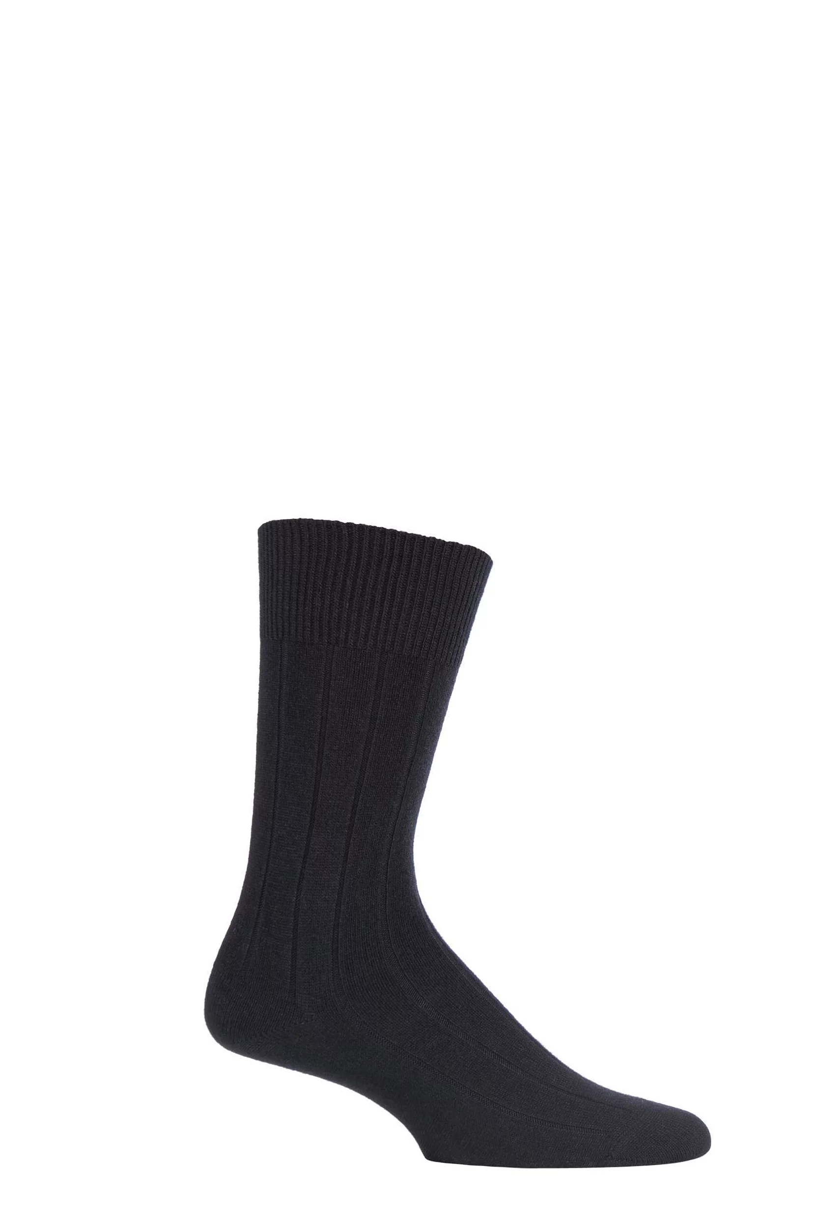 1 Pair Black Lhasa Rib Cashmere Blend Casual Socks Men's 5.5-8 Mens - Falke