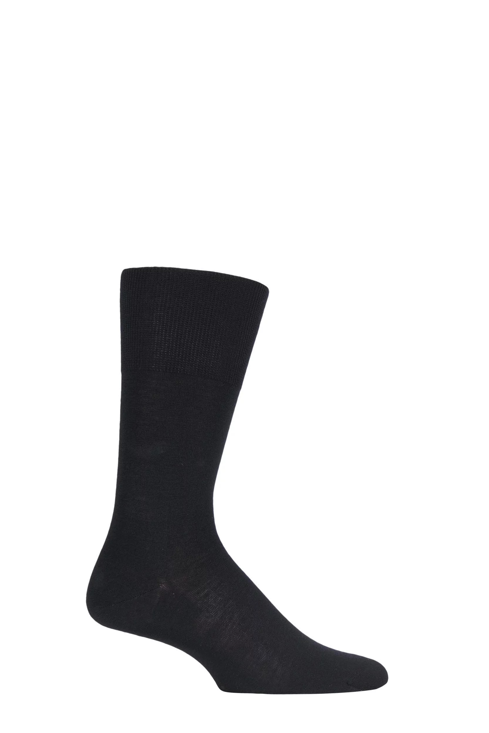 1 Pair Black Airport Plain Virgin Wool and Cotton Business Socks Men's 11.5-12.5 Mens - Falke