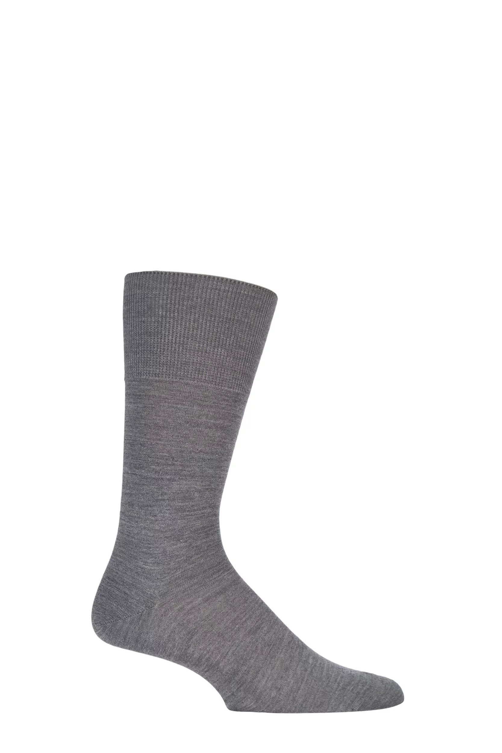 1 Pair Dark Grey Melange Airport Plain Virgin Wool and Cotton Business Socks Men's 10-11 Mens - Falke