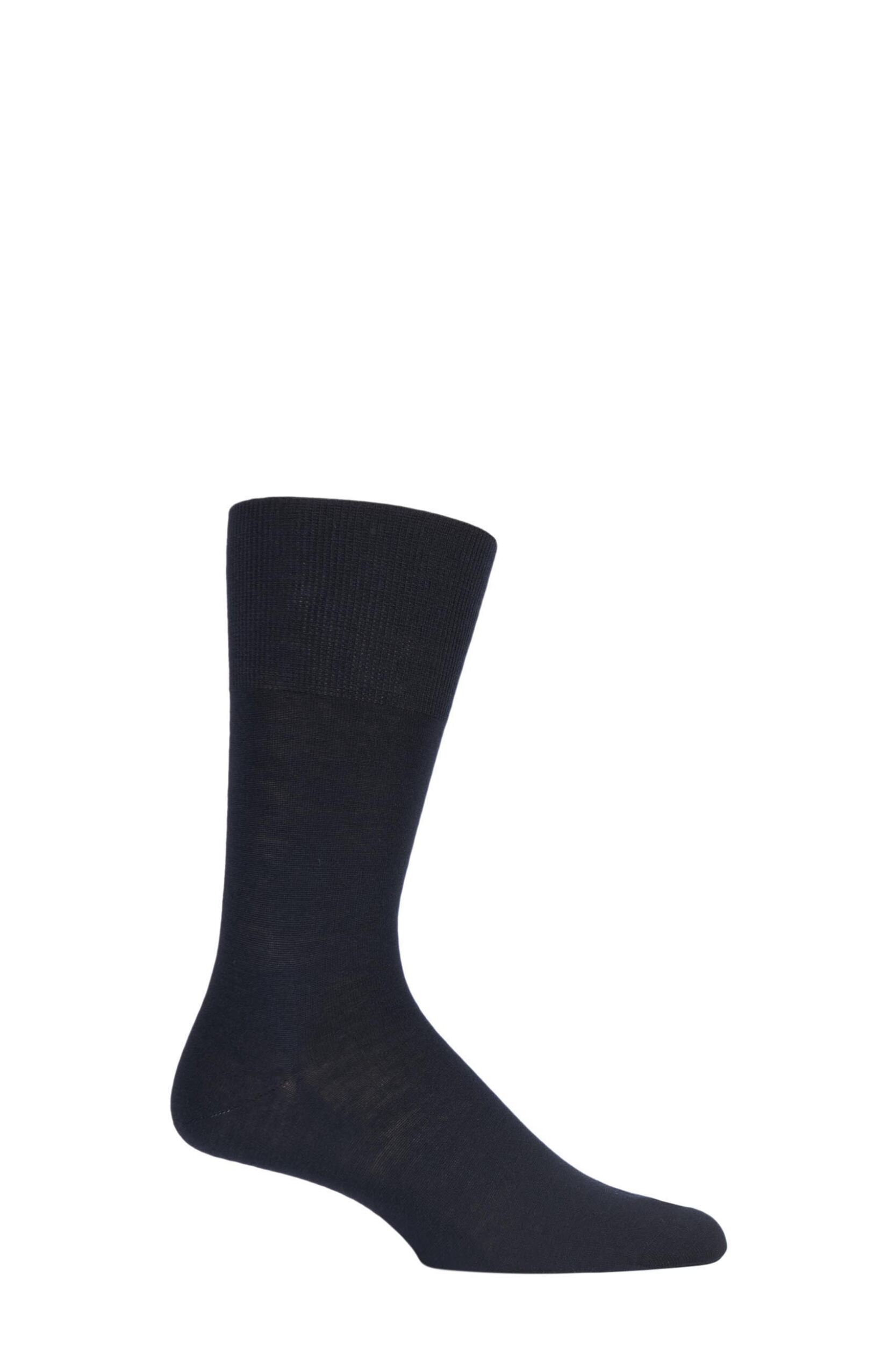 1 Pair Dark Navy Airport Plain Virgin Wool and Cotton Business Socks Men's 7-8 Mens - Falke