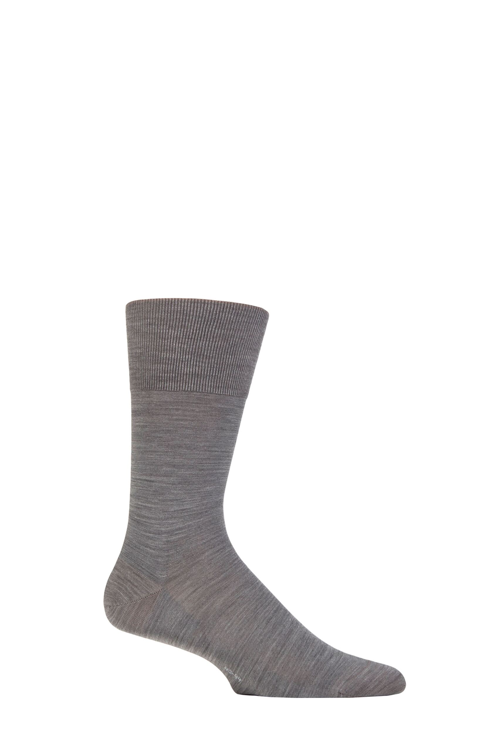 Mens 1 Pair Falke ClimaWool Recycled Yarn Socks Light Grey 5.5-6.5 Mens