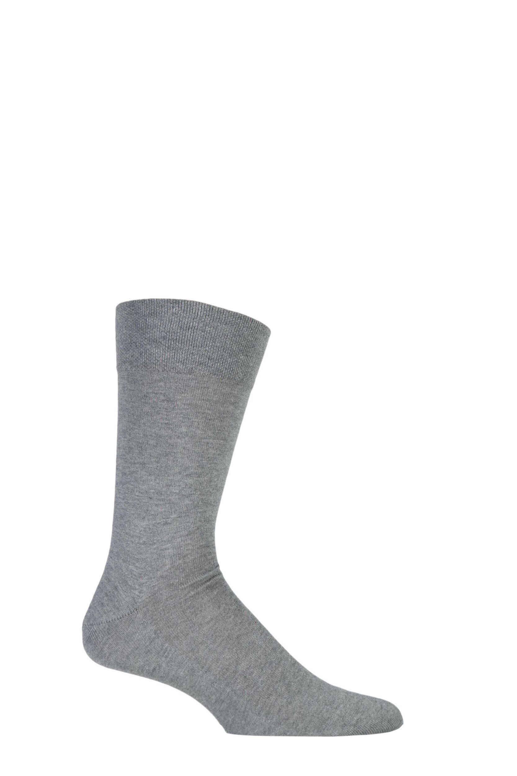 1 Pair Light Grey Melange Sensitive London Cotton Left and Right Socks With Comfort Cuff Men's 11.5-14 Mens - Falke