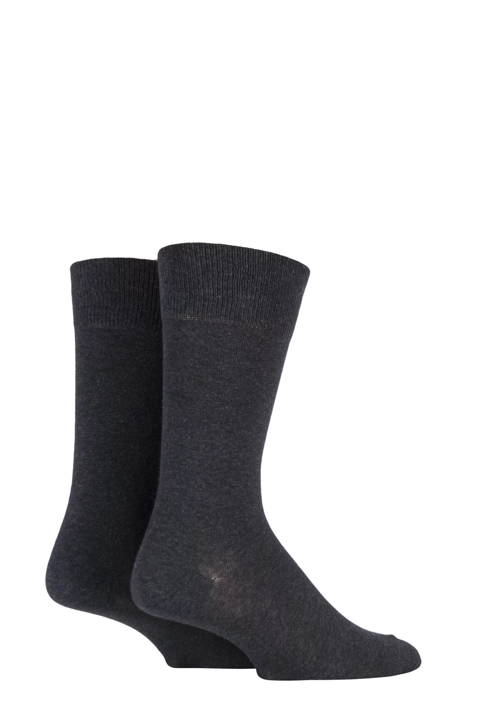 2 Pair Anthracite Melange Swing Plain Cotton Socks Men's 11.5-14 Mens - Falke