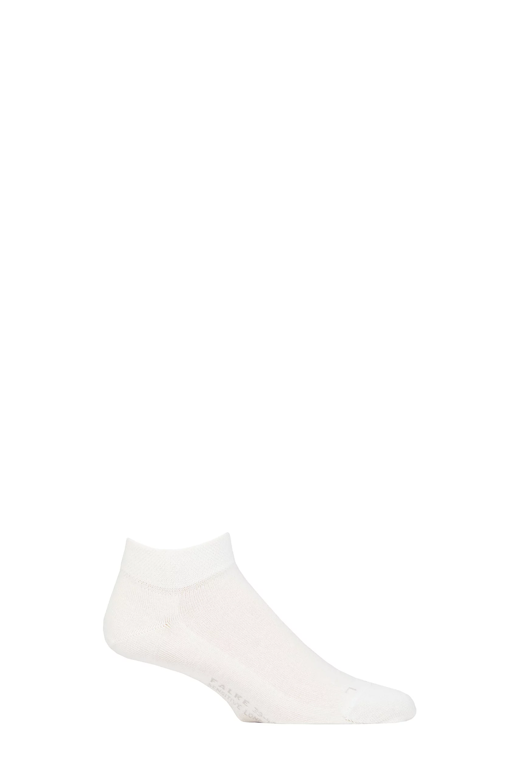 Mens 1 Pair Falke Sensitive London Cotton Trainer Socks White 5.5-8 Mens