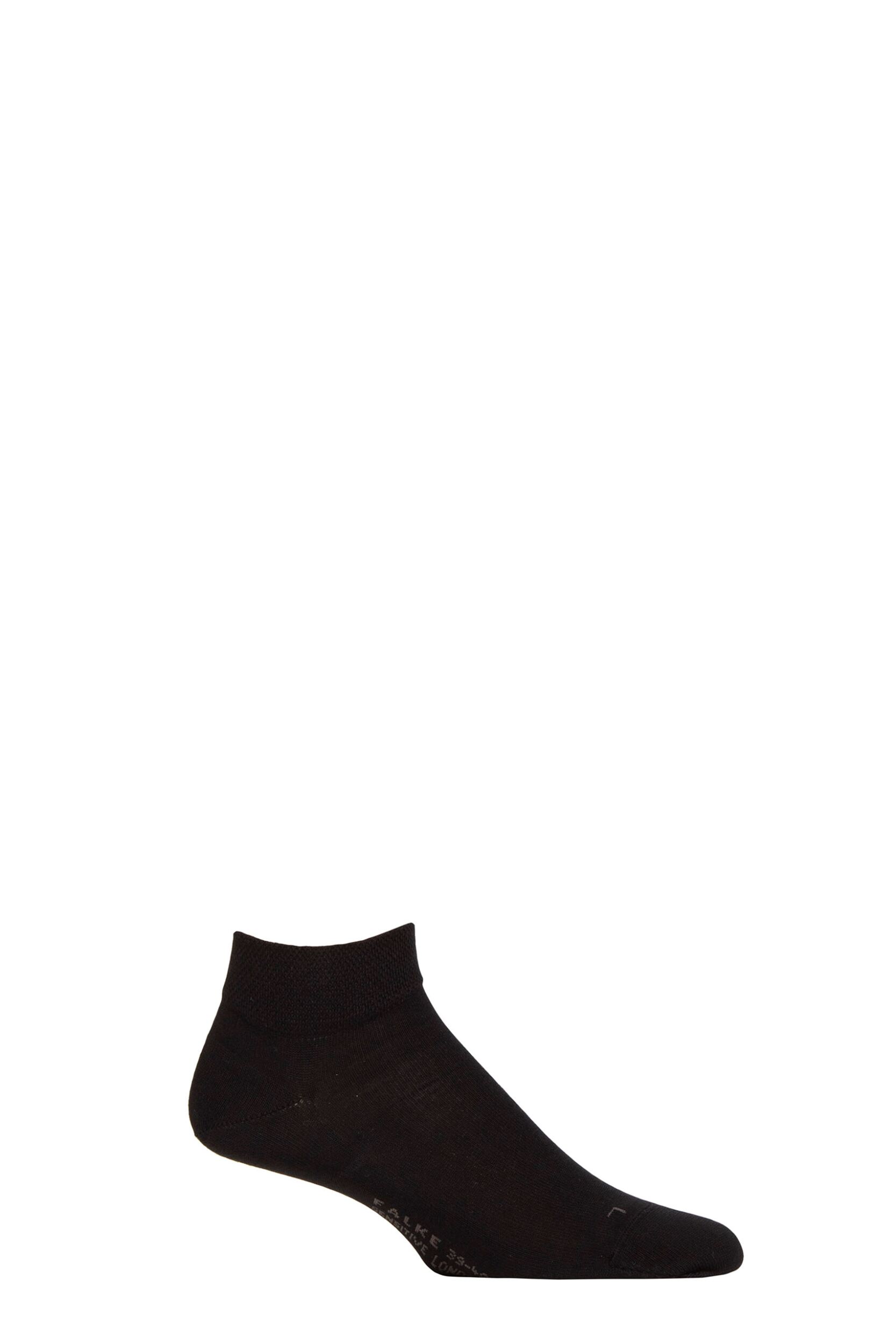 Mens 1 Pair Falke Sensitive London Cotton Trainer Socks Black 5.5-8 Mens