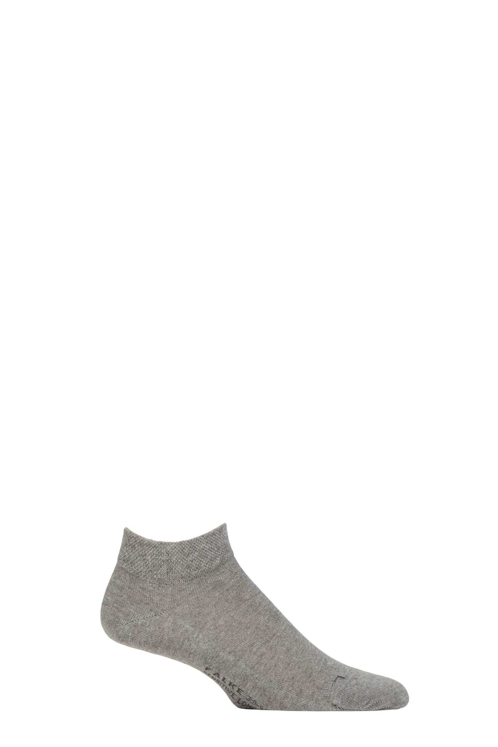 Image of Mens 1 Pair Falke Sensitive London Cotton Trainer Socks Light Grey Melange Mens