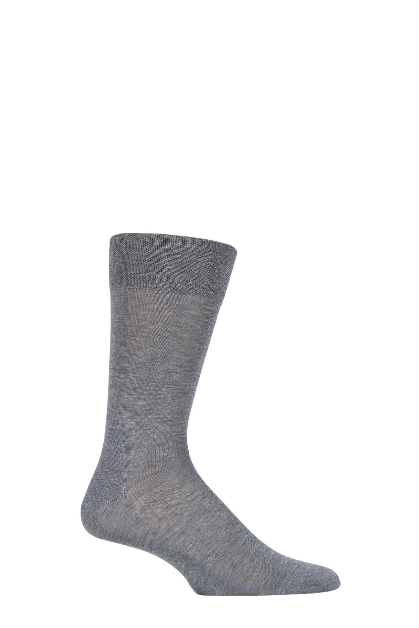 1 Pair Light Grey Melange Sensitive Malaga with Pressure Free Top Socks Men's 8.5-11 Mens - Falke