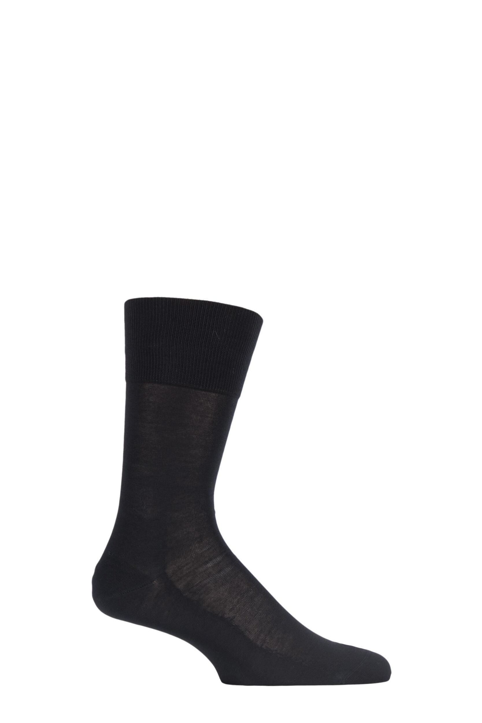 1 Pair Black Tiago Classic Fil d’Ecosse Mercerised Cotton Socks Men’s 8.5-9.5 Mens – Falke