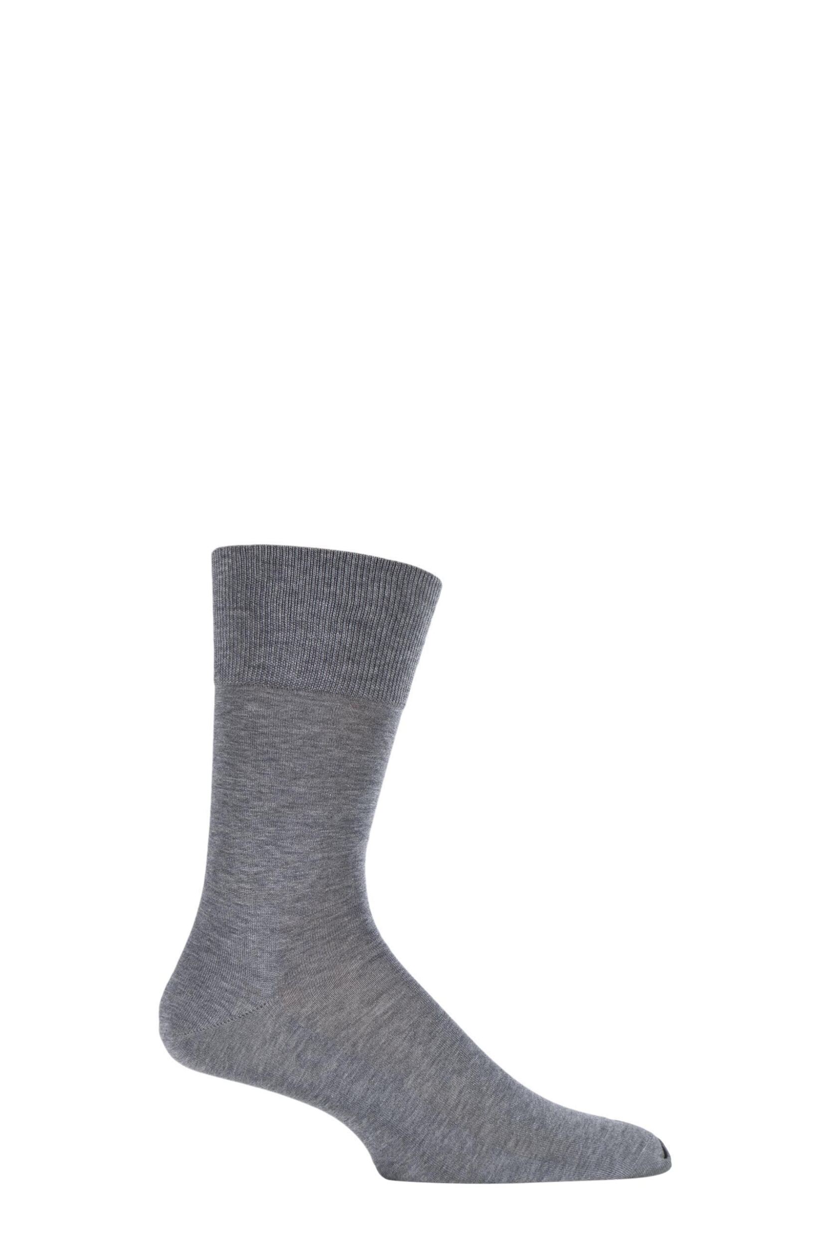 1 Pair Light Grey Melange Tiago Classic Fil d'Ecosse Mercerised Cotton Socks Men's 11.5-12.5 Mens - Falke