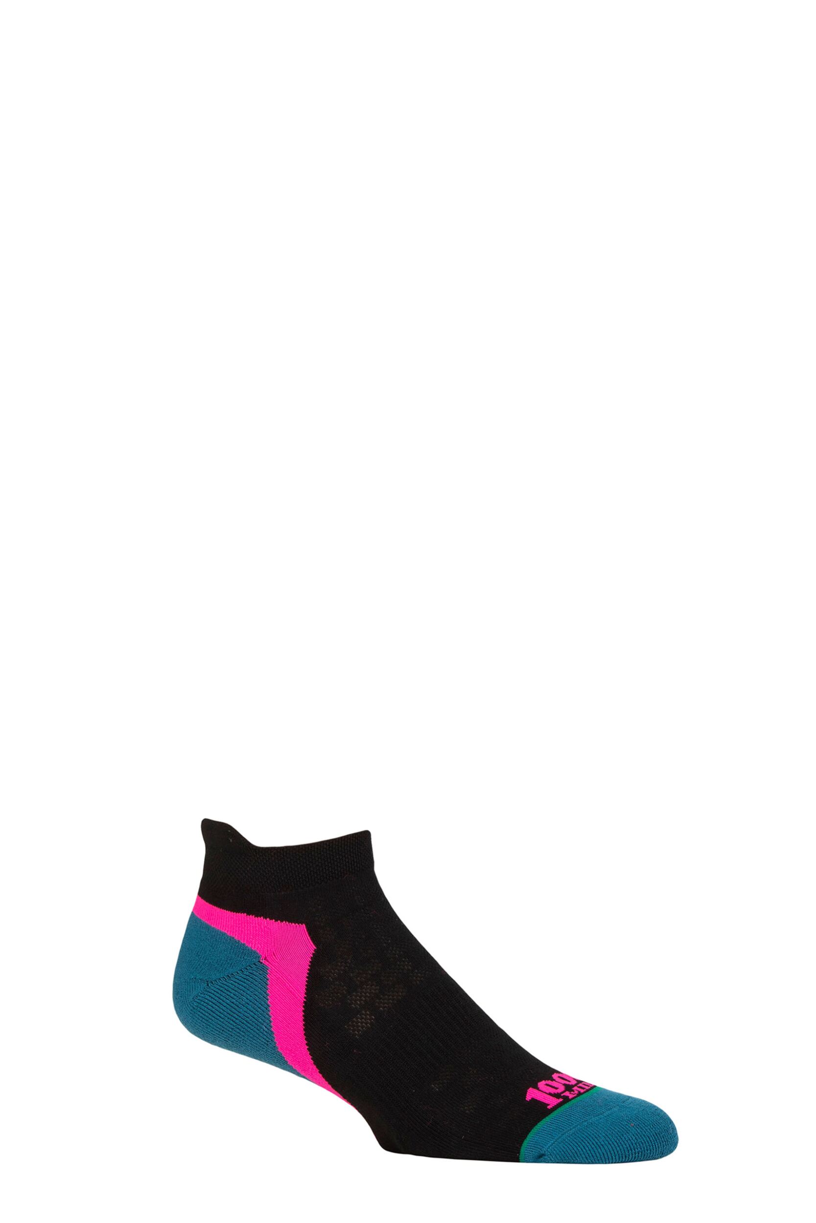 1000 Mile 1 Pair Activ Repreve Sports Socks Black Teal 12-14 Mens