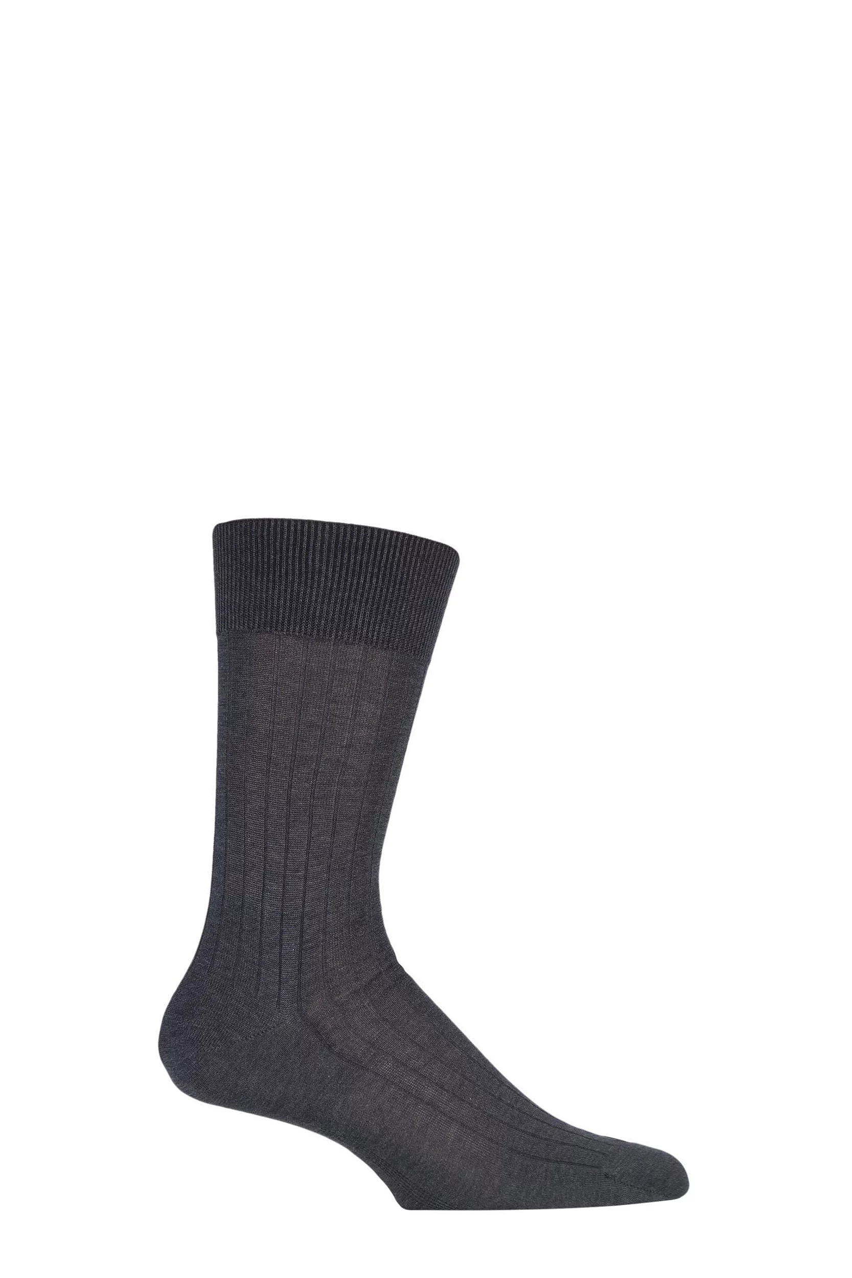 1 Pair Anthracite Melange Milano Rib 97% Fil d'Ecosse Cotton Socks Men's 11.5-12.5 Mens - Falke