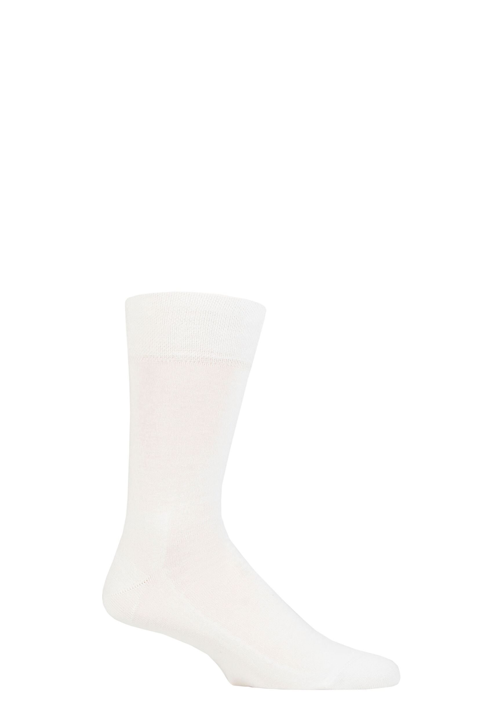 1 Pair White Sensitive London Cotton Left and Right Socks With Comfort Cuff Men's 5.5-8 Mens - Falke